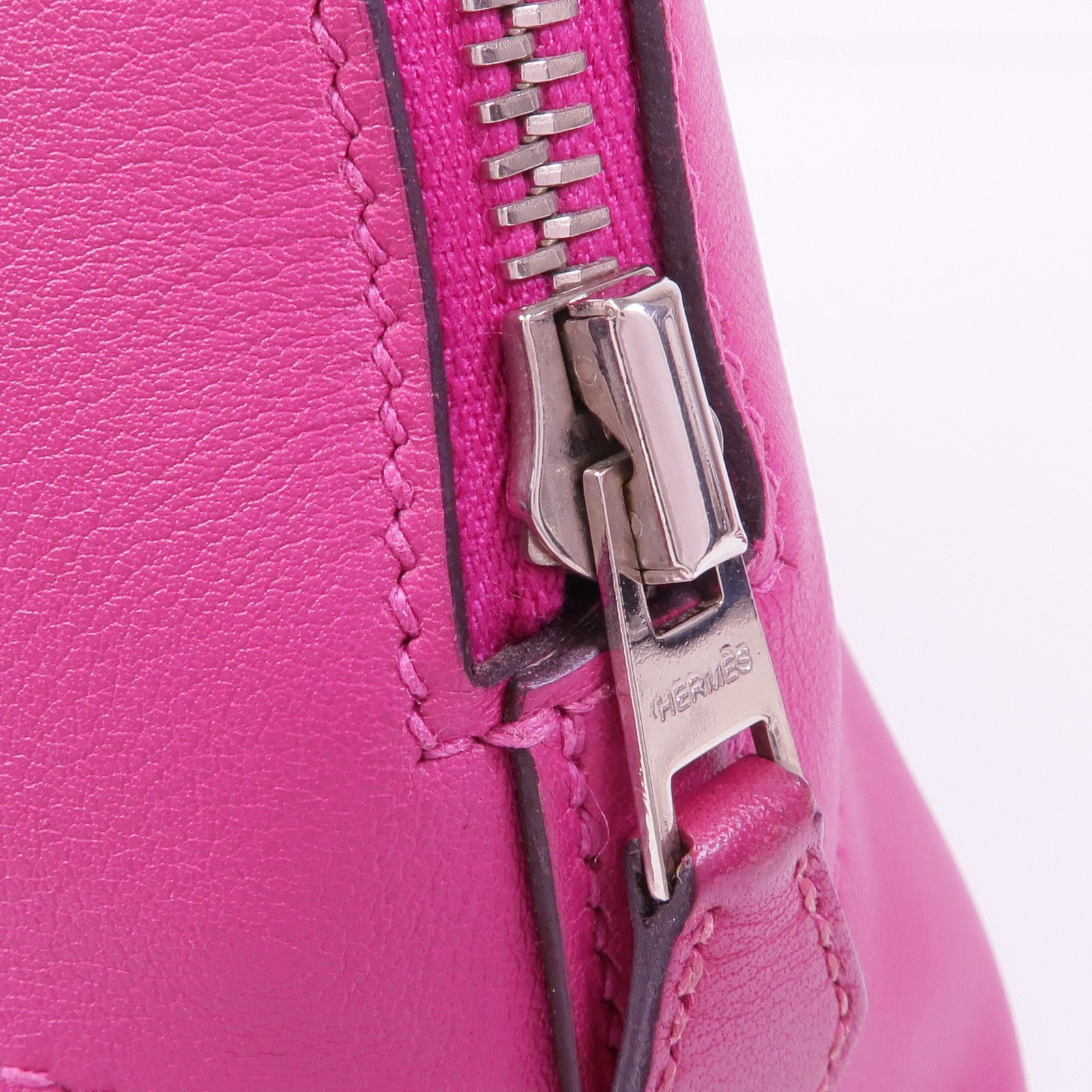 HERMES Swift皮革Bolide 27銀扣手挽肩背兩用袋Rose Purple