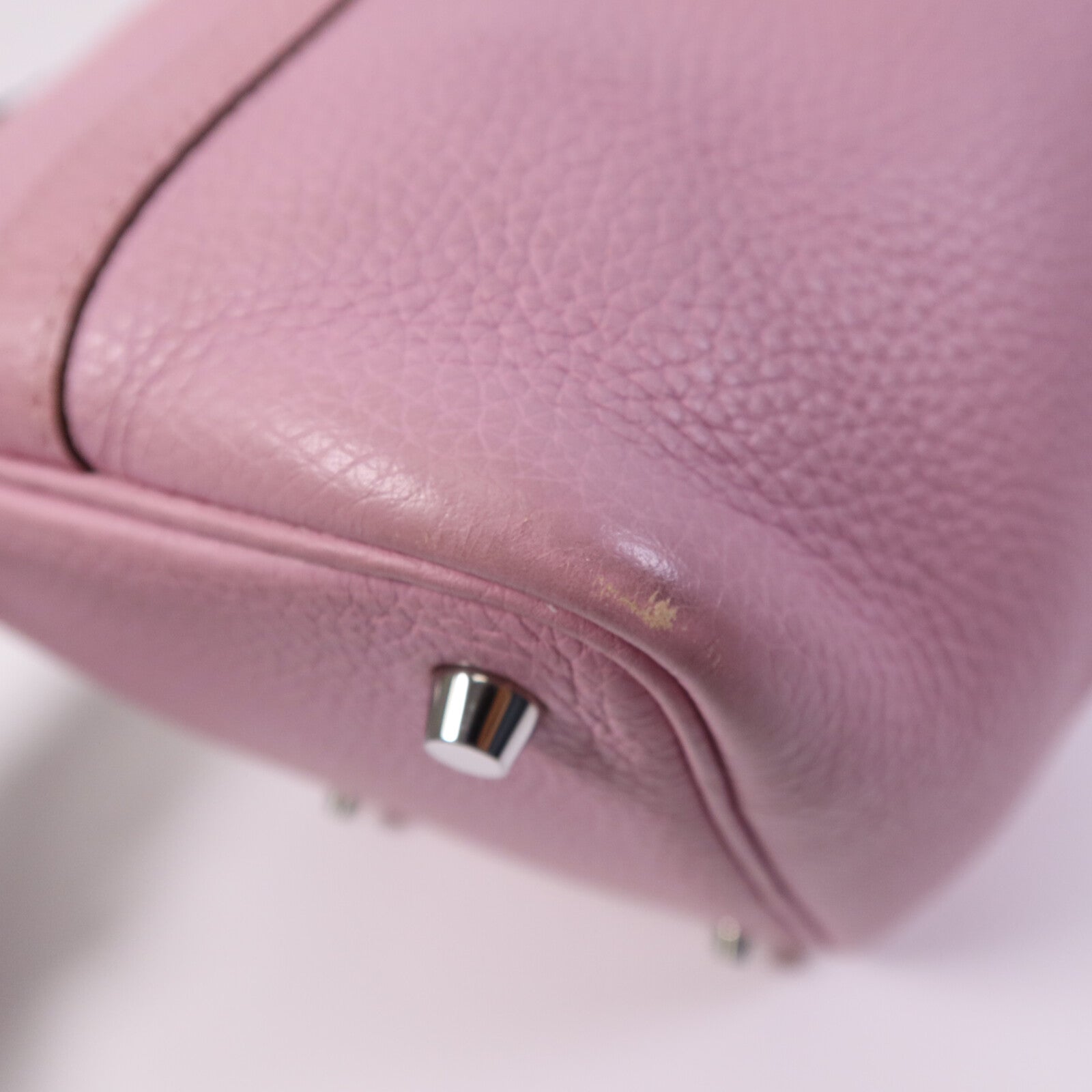 HERMES Clemence皮革Picotin PM銀扣手挽袋Mauve Sylvestre