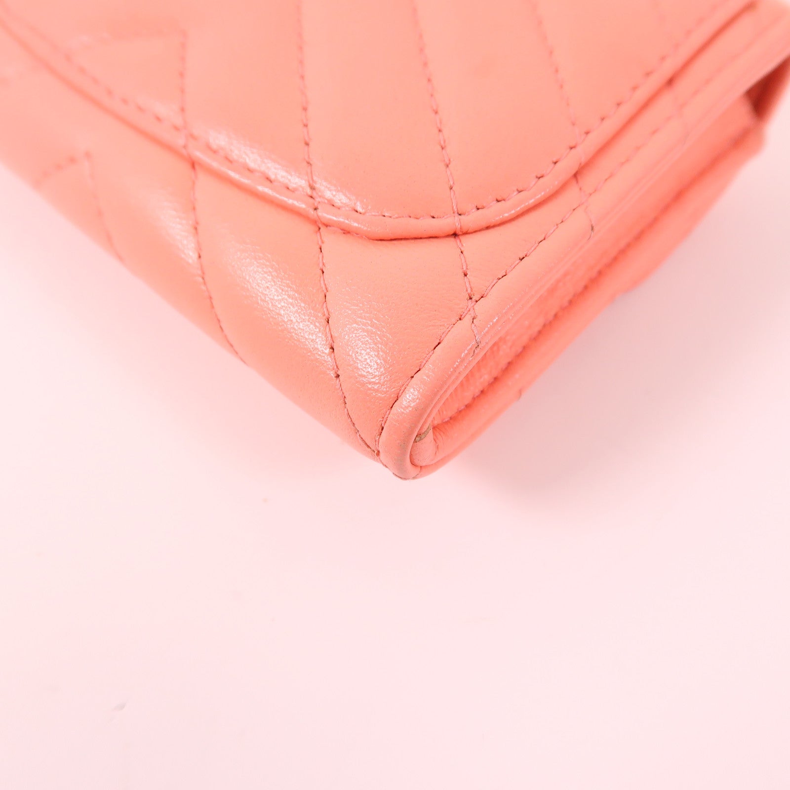 CHANEL CC GHW Card Case Calfskin Leather Pink