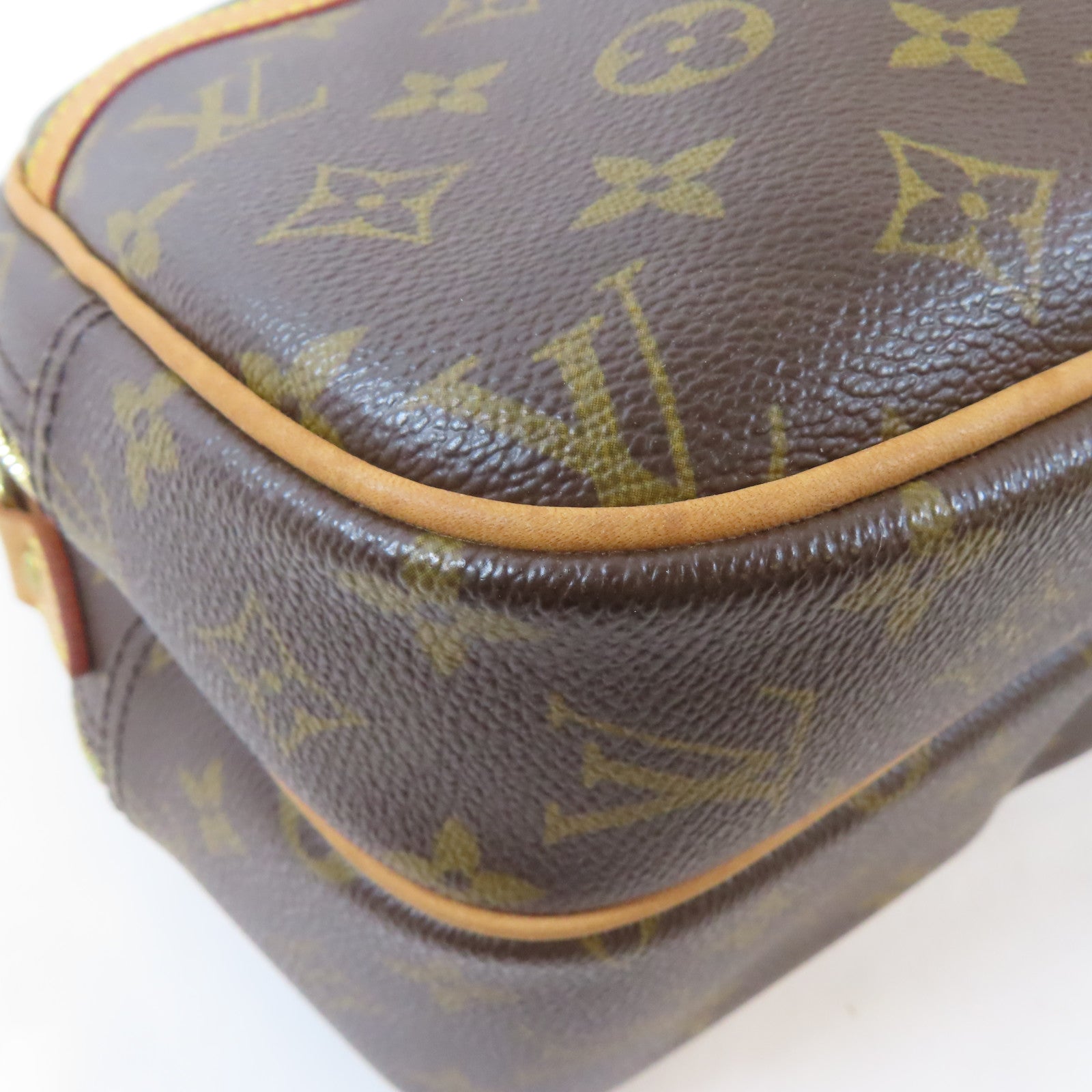 LOUIS VUITTON Monogram Reporter PM金扣肩背袋啡色