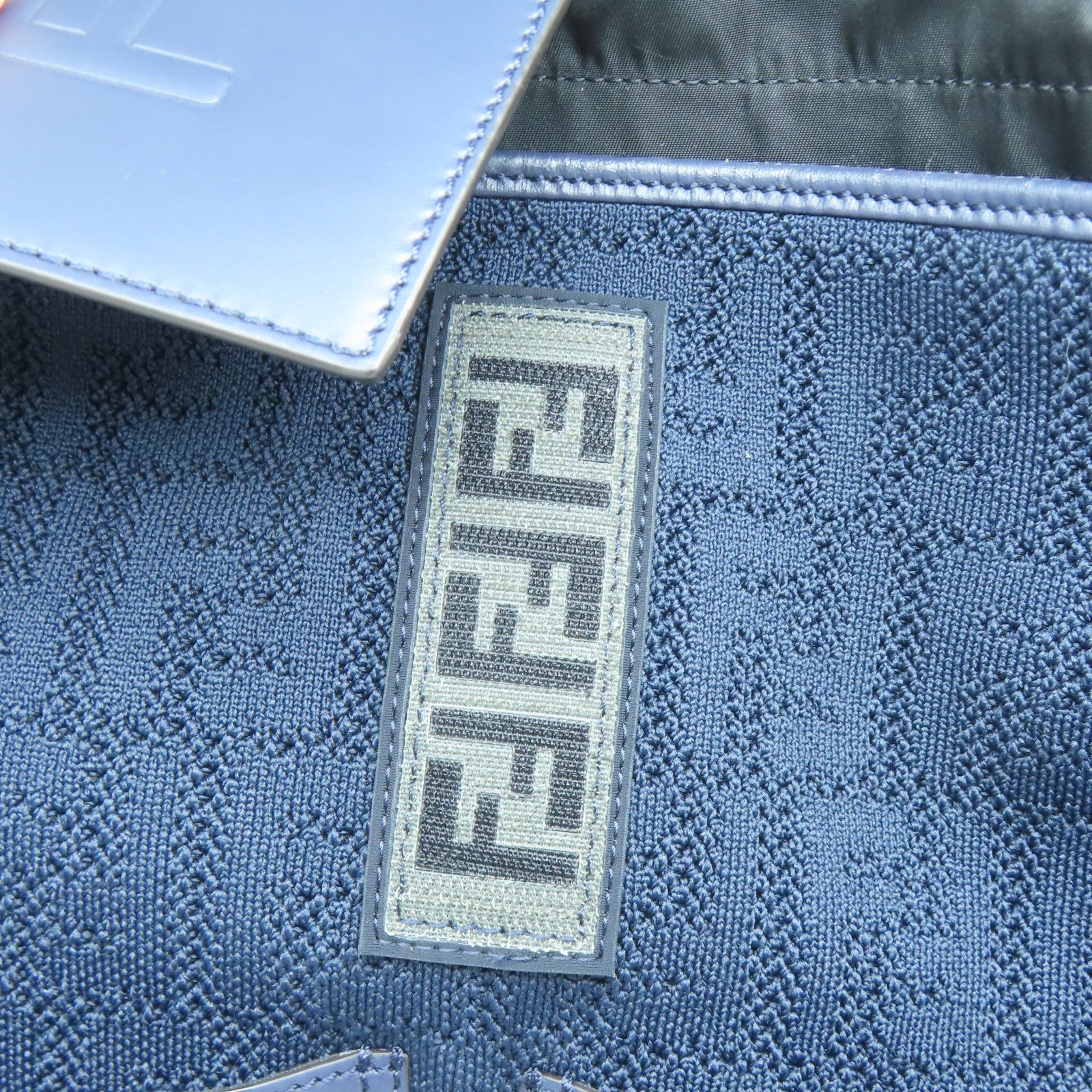 FENDI 【激減優惠】帆布Strike Medium Backpack銀扣背包深藍色