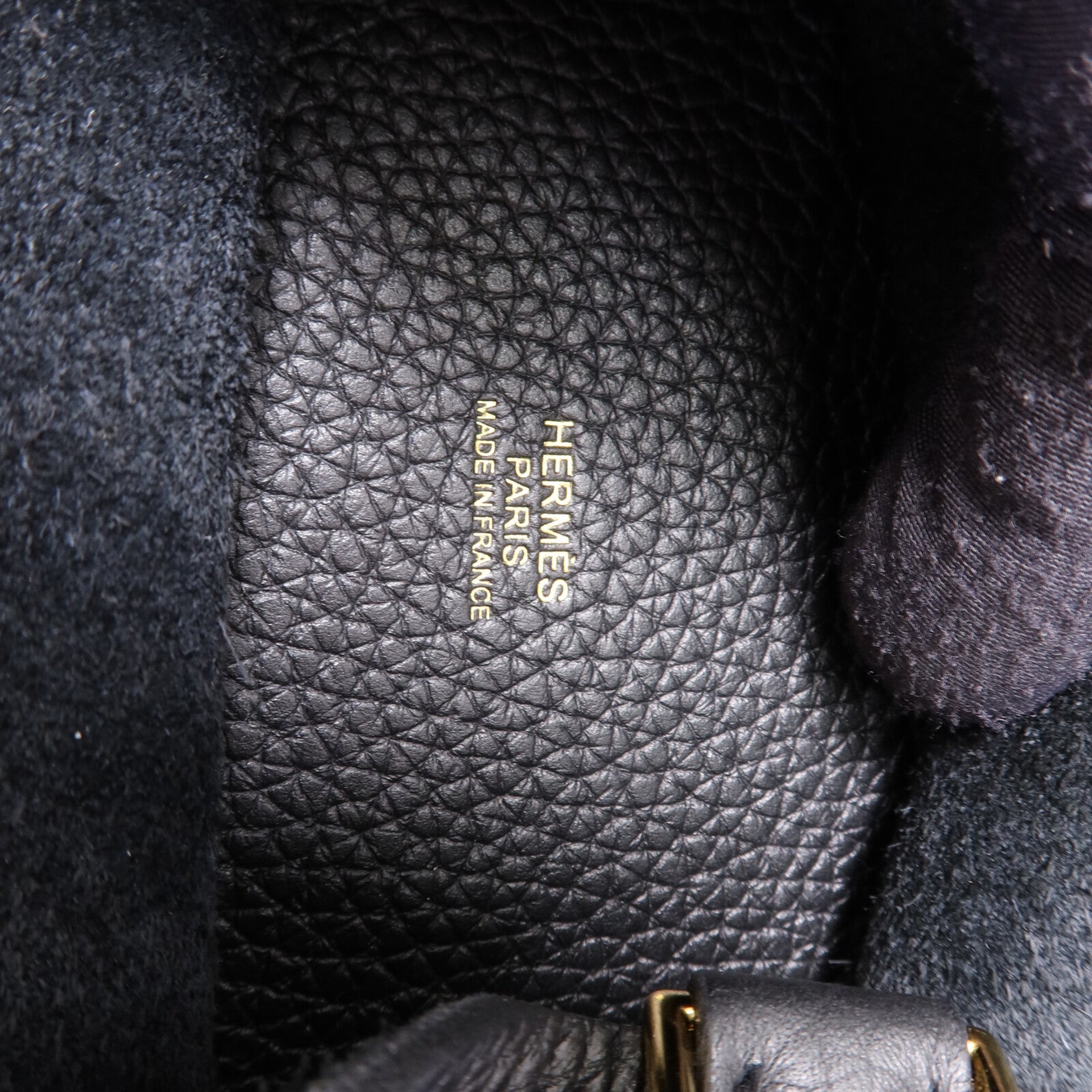 HERMES Clemence皮革Picotin PM金扣手挽袋Noir