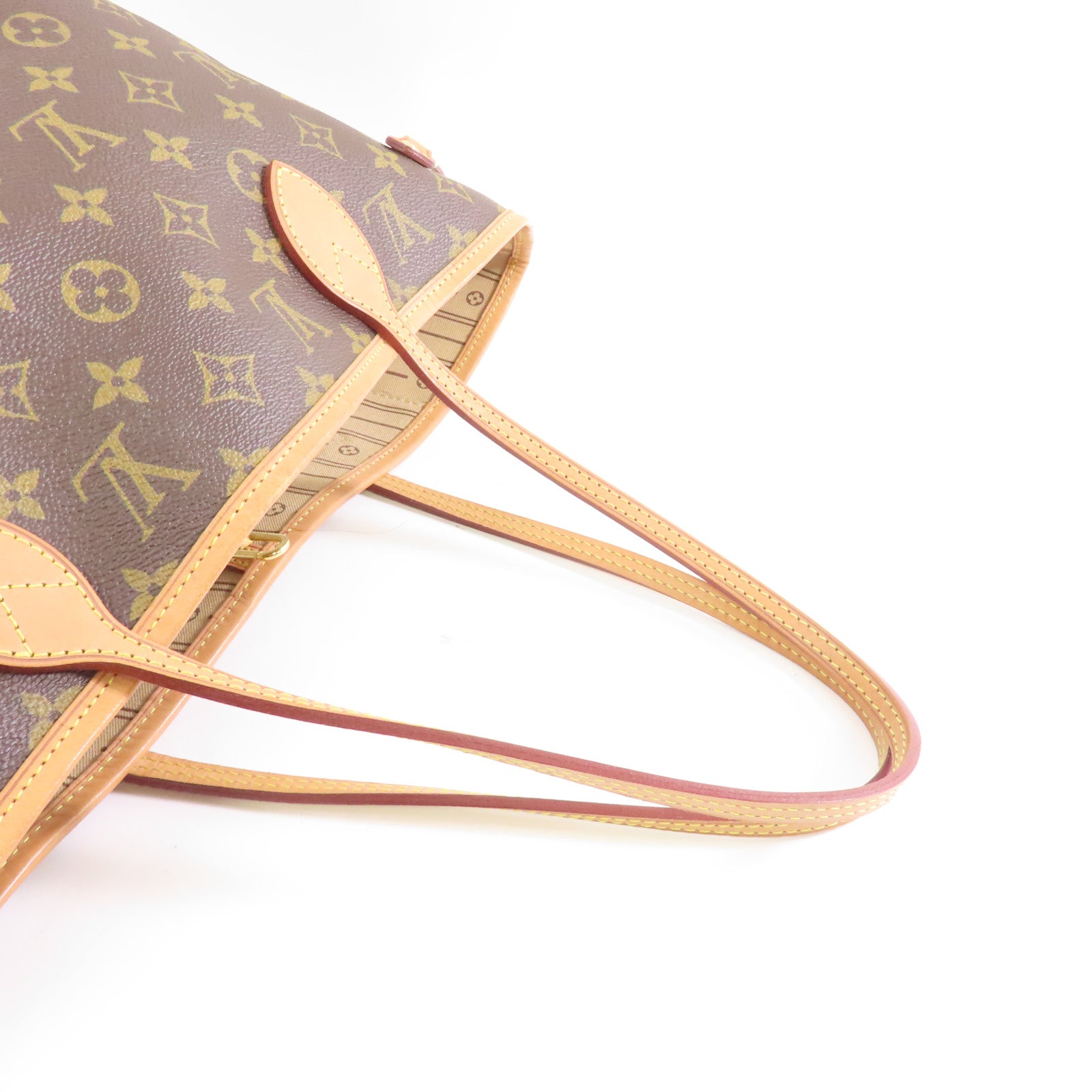 LOUIS VUITTON Monogram Neverfull MM金扣手挽袋啡色