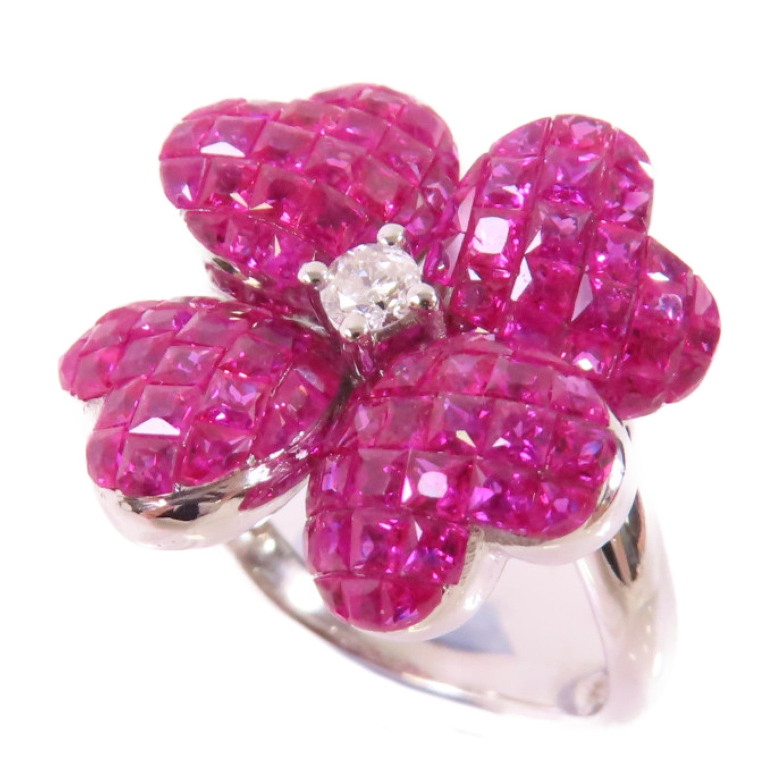 JEWELRY 18K白金/3.6ct紅寶石/0.1ct鑽石Ruby/Diamond Ring戒指US#6.5