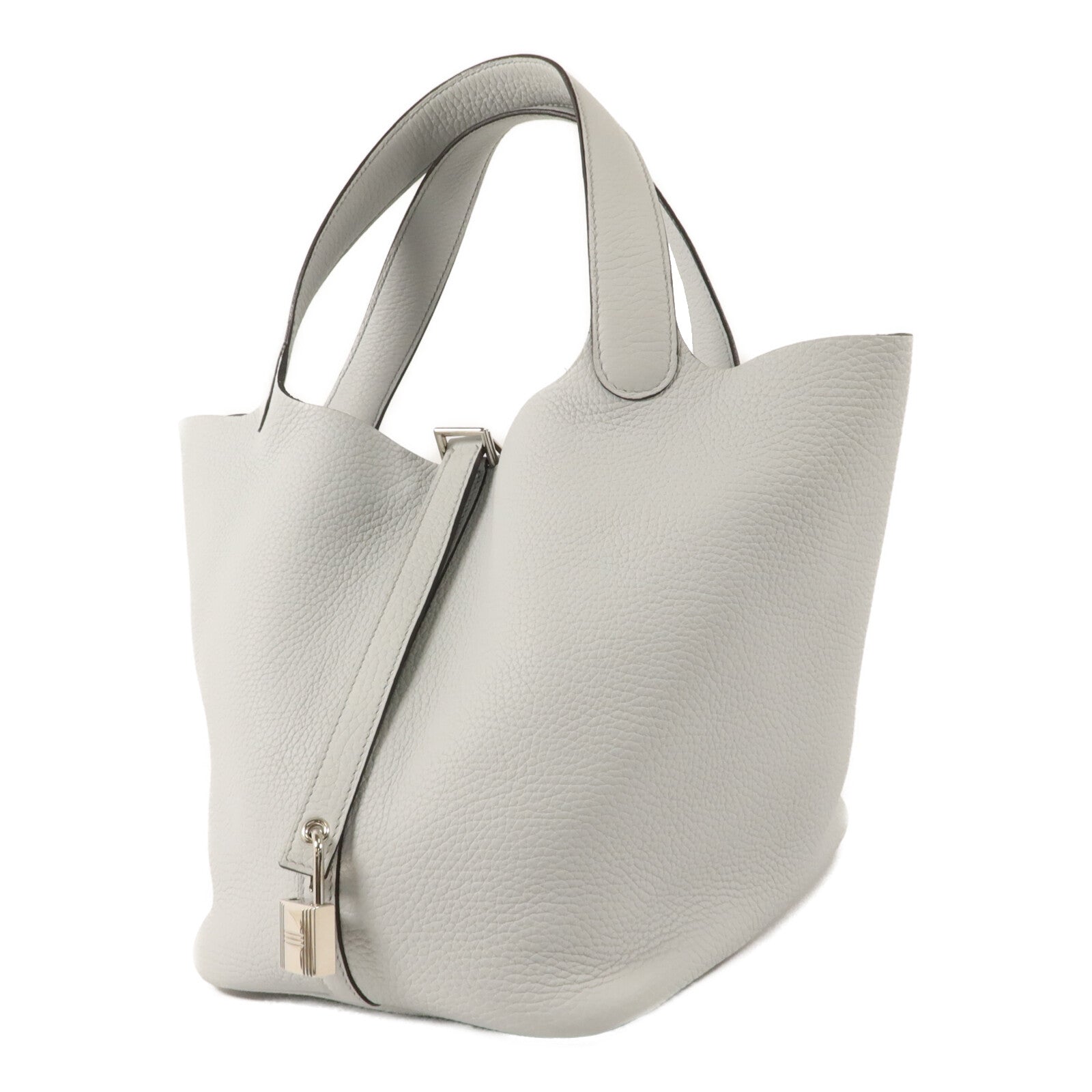HERMES Clemence皮革Picotin MM手挽袋Gris Perle