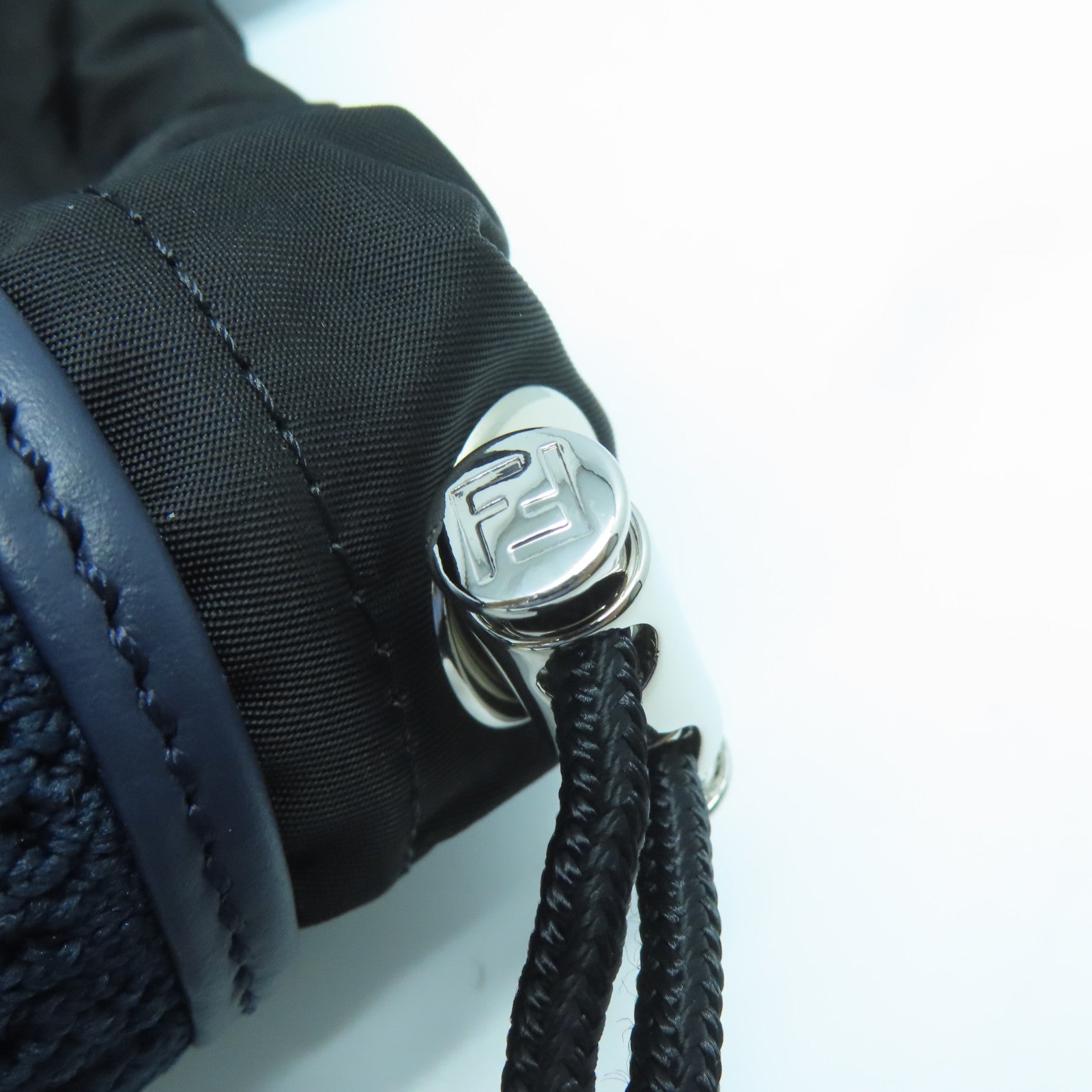 FENDI 【激減優惠】帆布Strike Medium Backpack銀扣背包深藍色