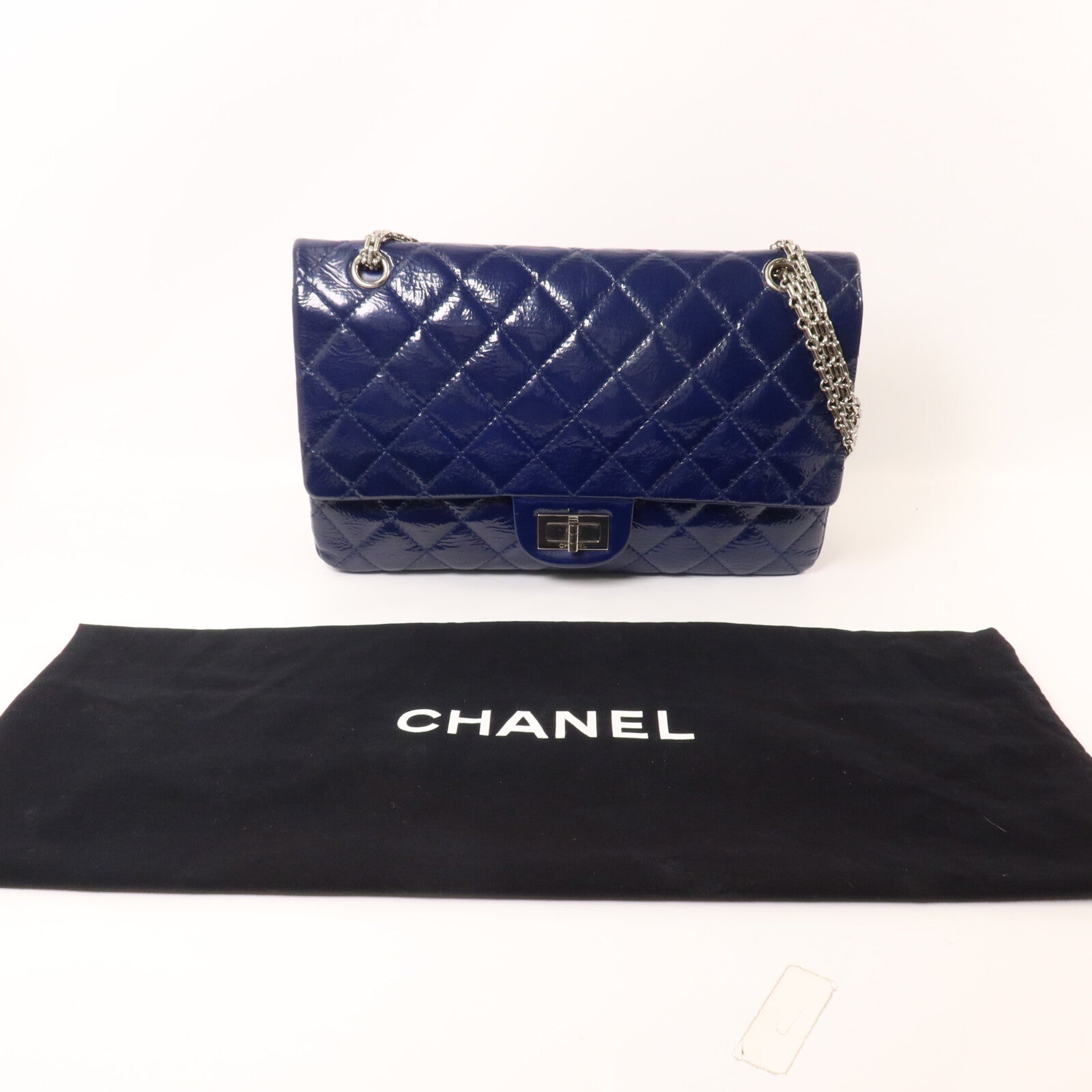 CHANEL 漆皮皮革Classic 2.55 Large鏈帶肩背袋