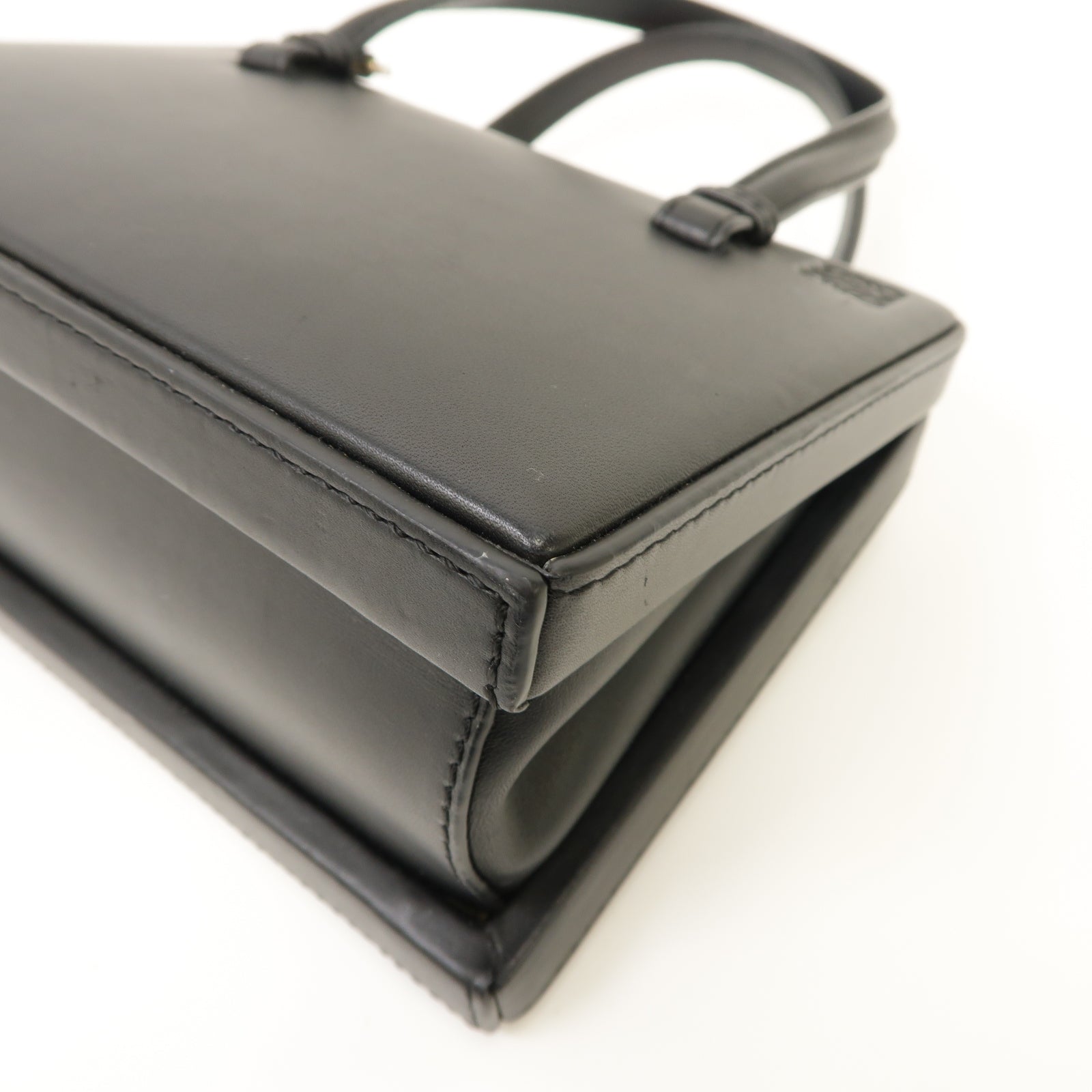 LOEWE 【激減優惠】牛皮皮革Postal 2 Way Shoulder Bag銀扣手挽肩背兩用袋黑色