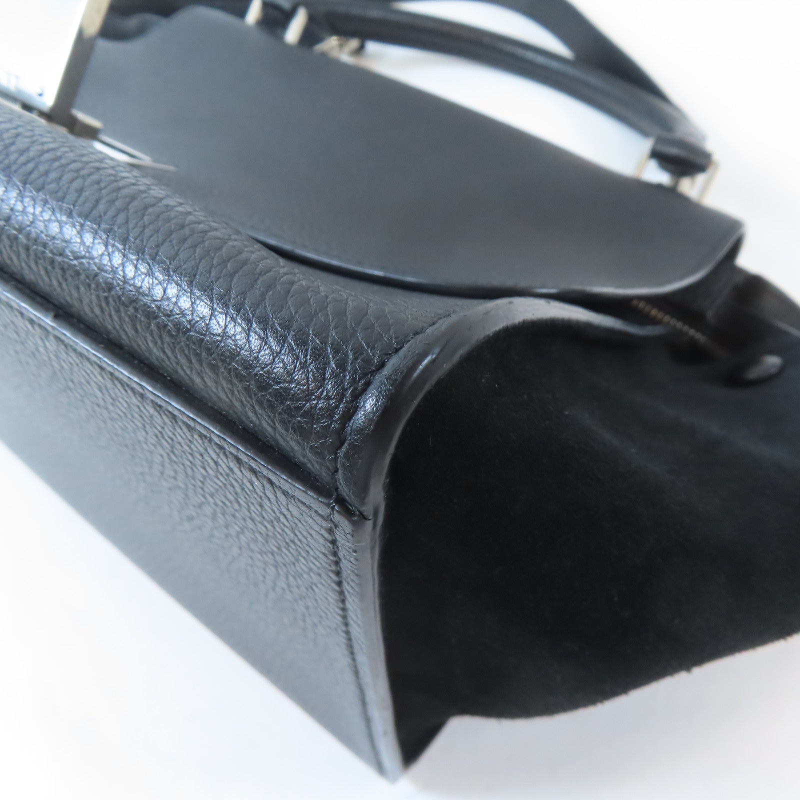 CELINE 牛皮皮革Trapeze Shoulder Bag銀扣肩背袋黑色
