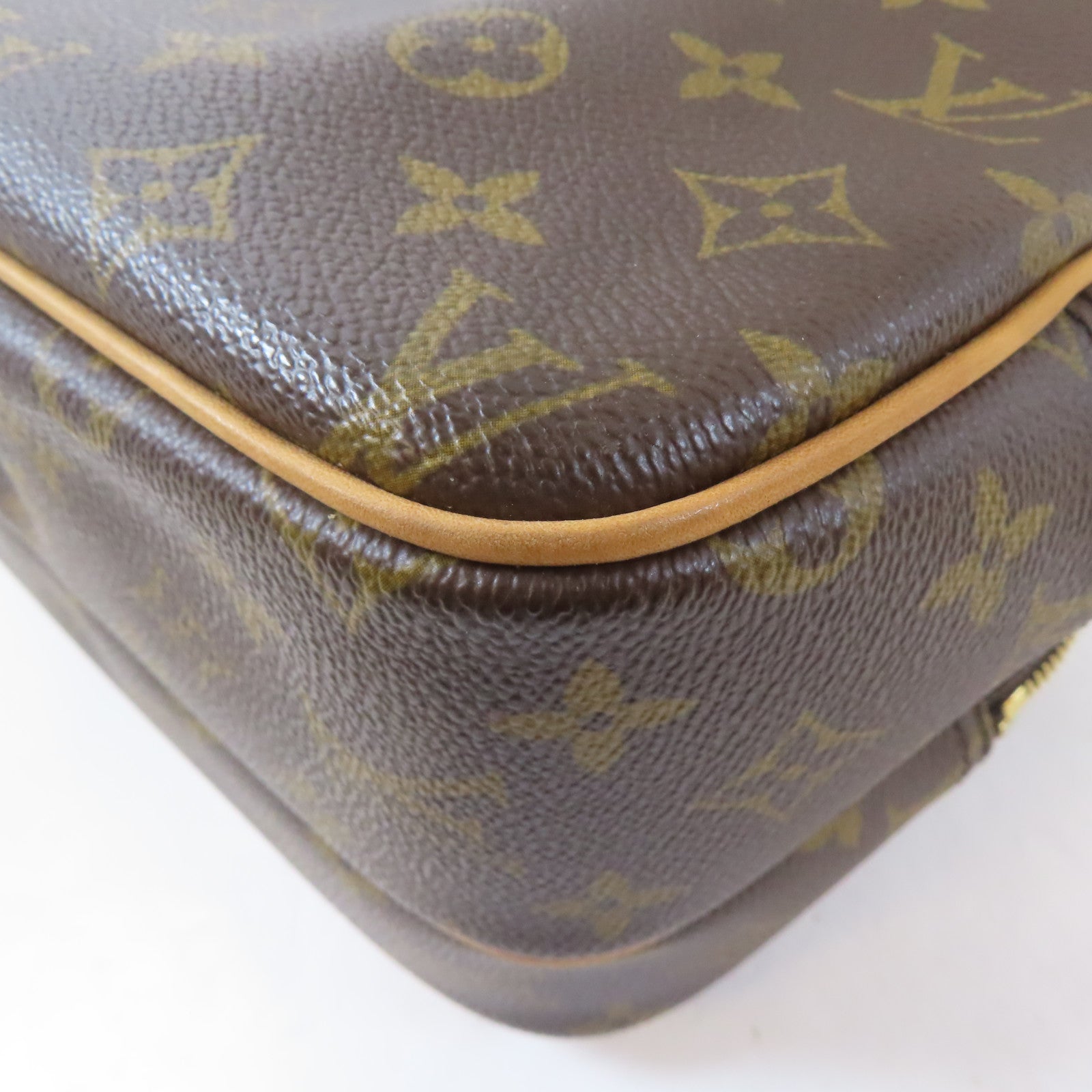 LOUIS VUITTON Monogram Reporter PM金扣肩背袋啡色