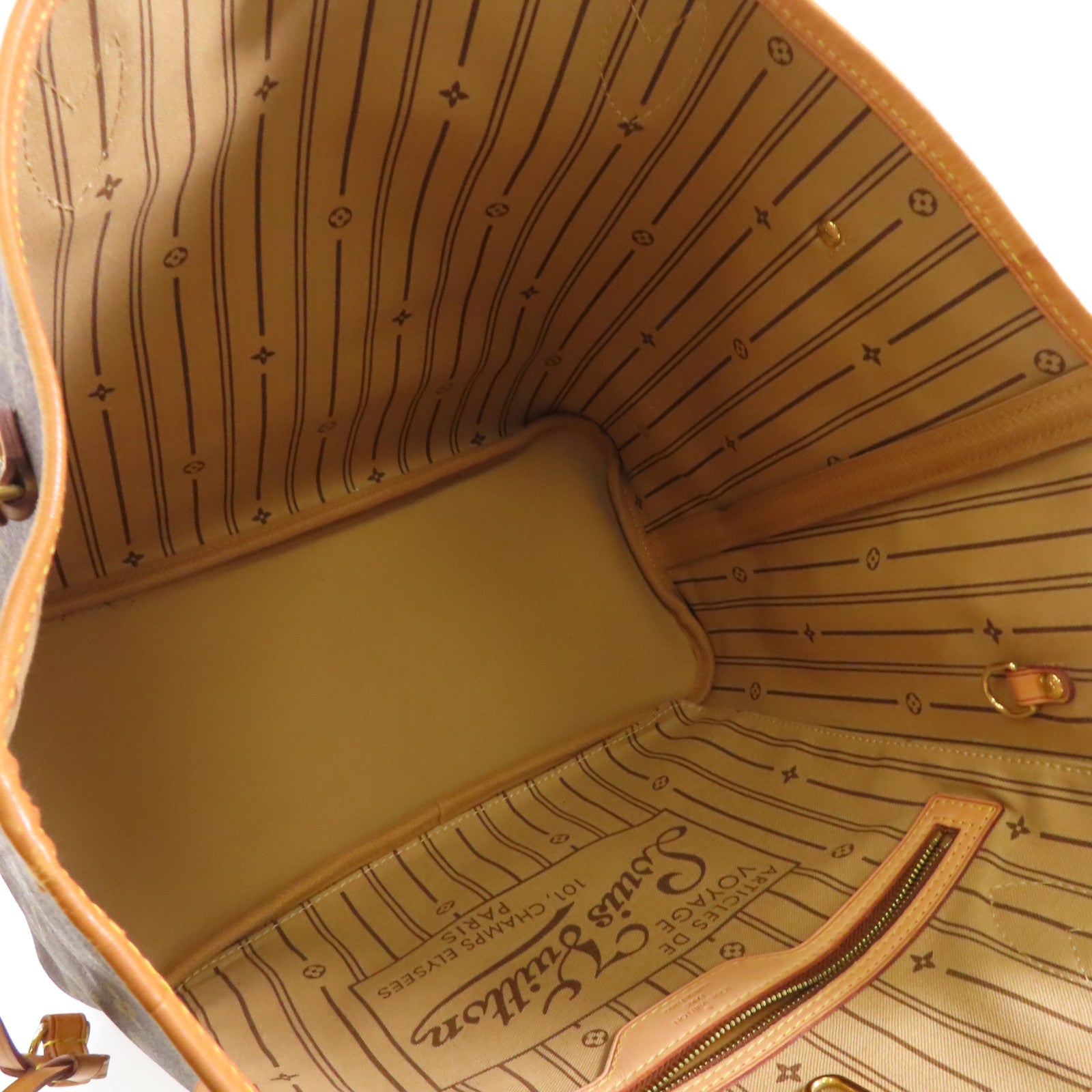 LOUIS VUITTON Monogram Neverfull MM金扣手挽袋啡色
