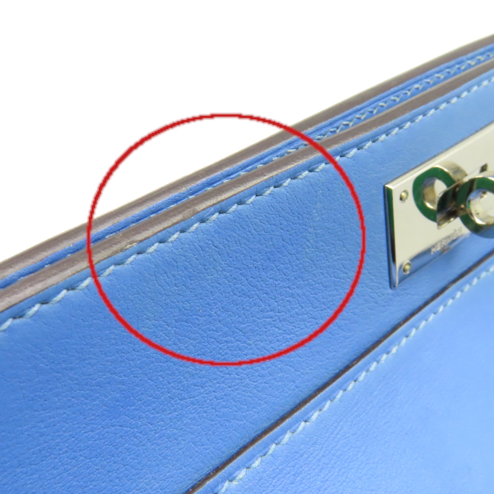 HERMES **【激減優惠】Swift皮革Toolbox 20 2Way Shoulder Bag銀扣手挽肩背兩用袋Bleu Hydra水妖藍色