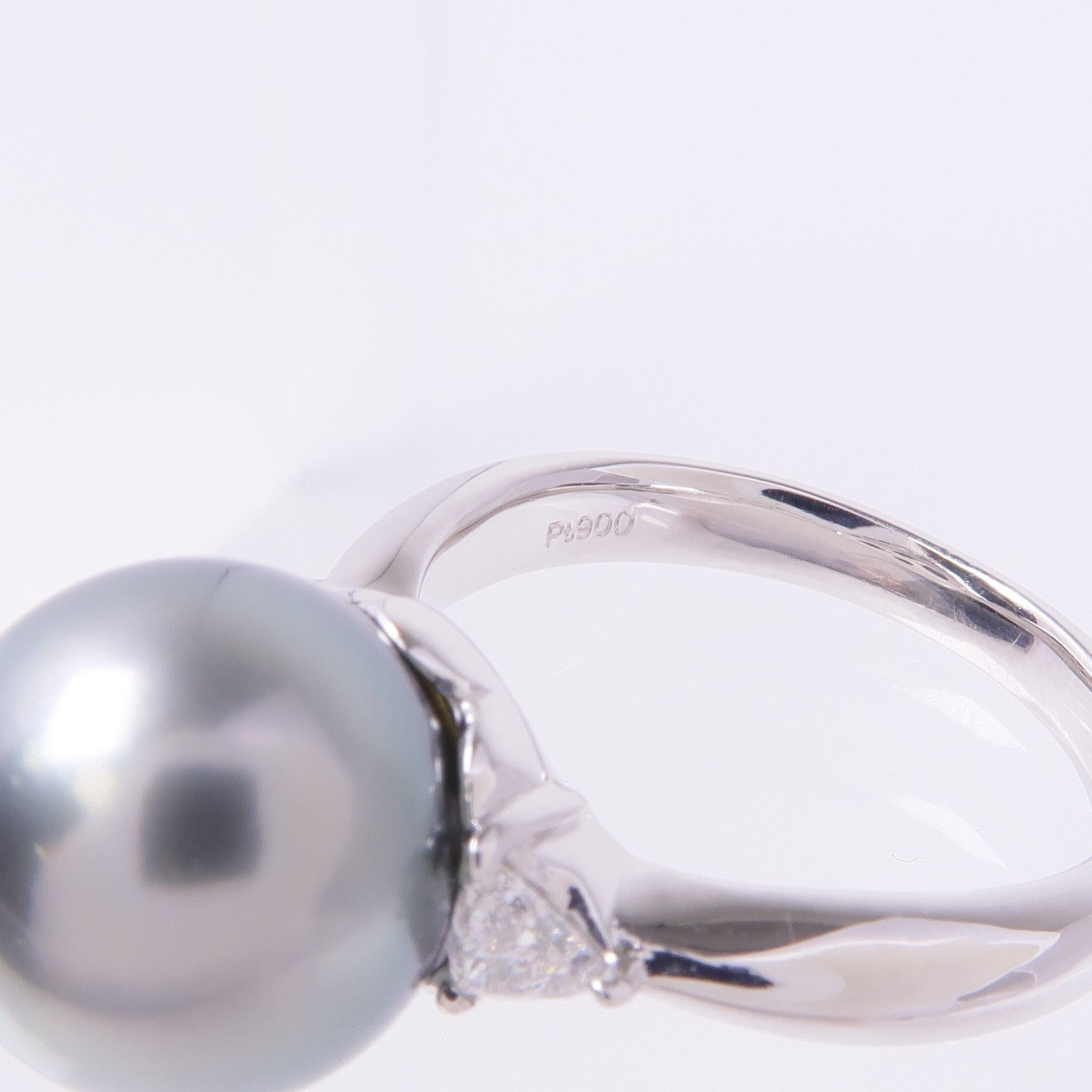 JEWELRY PT900鉑金Black Pearl Diamond Ring黑珍珠/鑽石戒指US#5.5