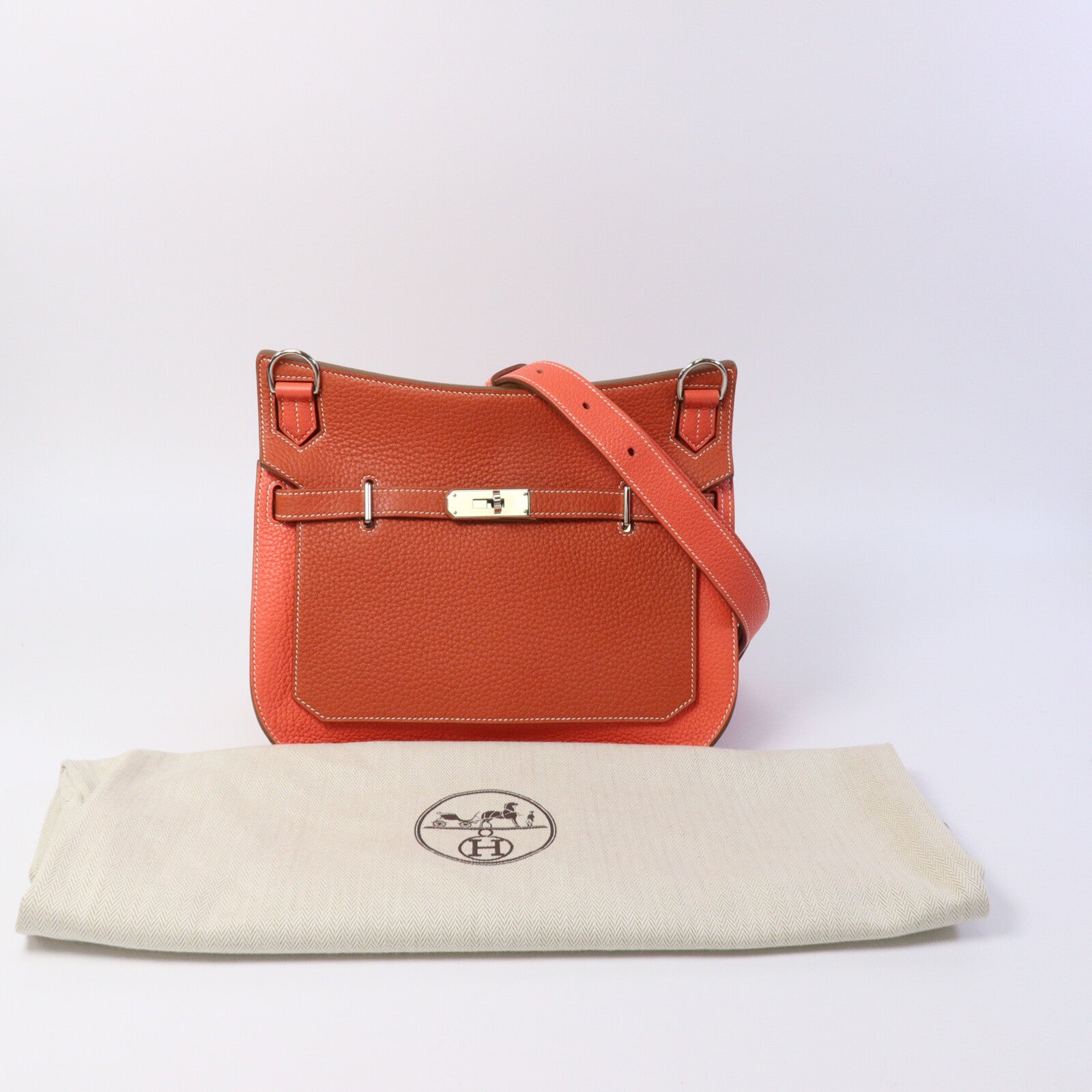 HERMES Clemence皮革Jypsiere 28肩背袋Sanguine/Rose Jaipur