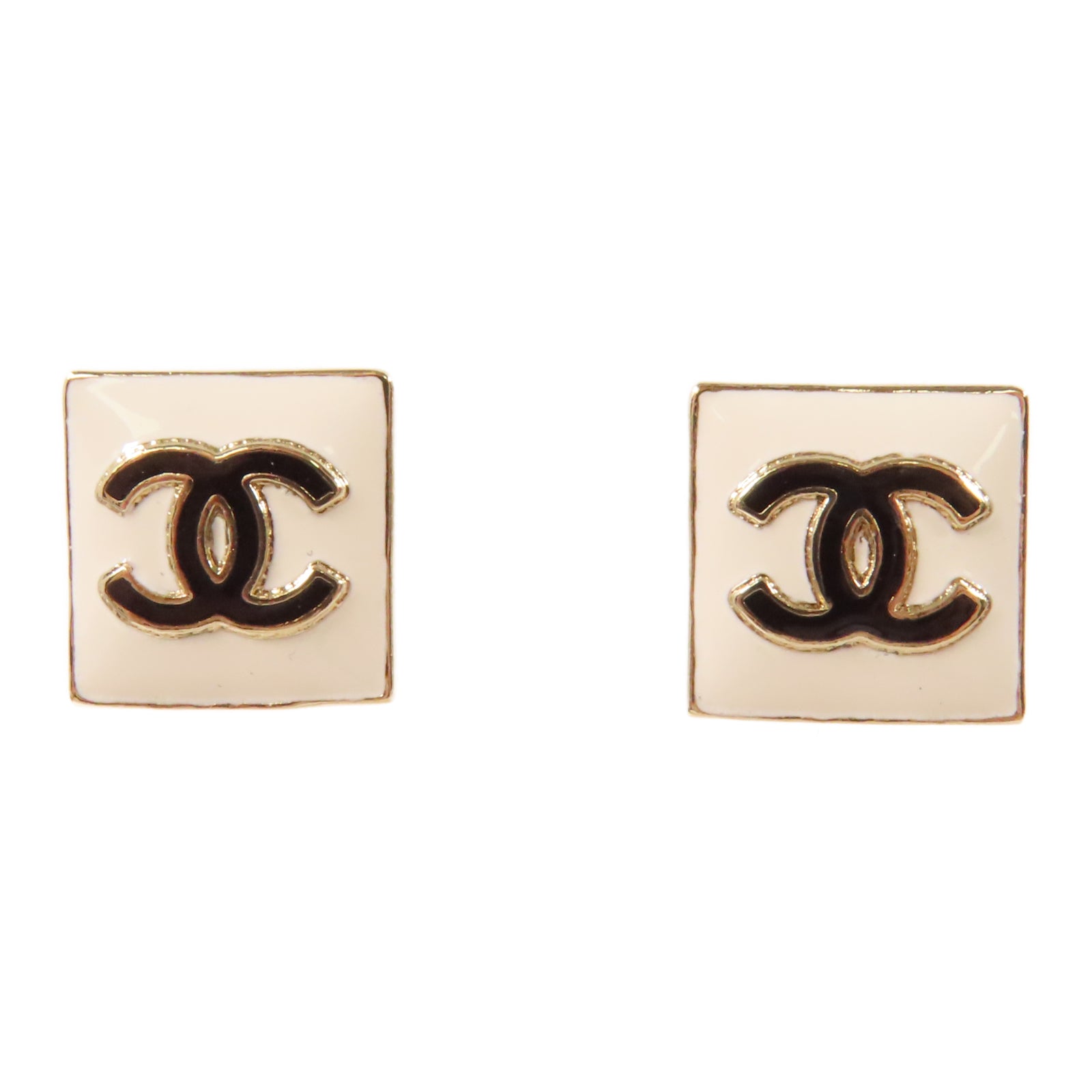 CHANEL 金屬Earrings耳環黑色/白色