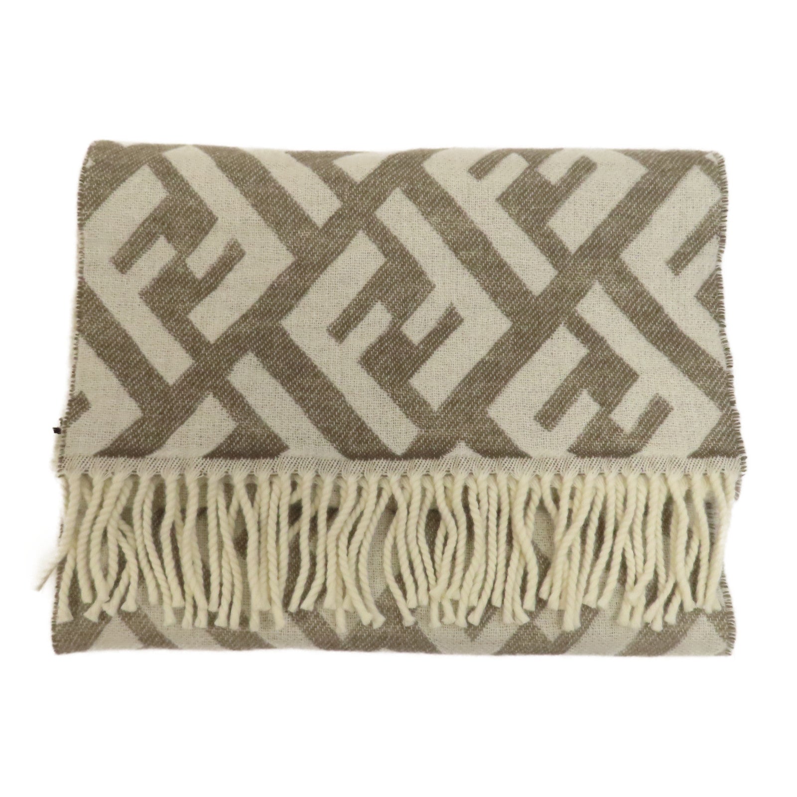 FENDI 羊絨Scarf圍巾白色/灰色
