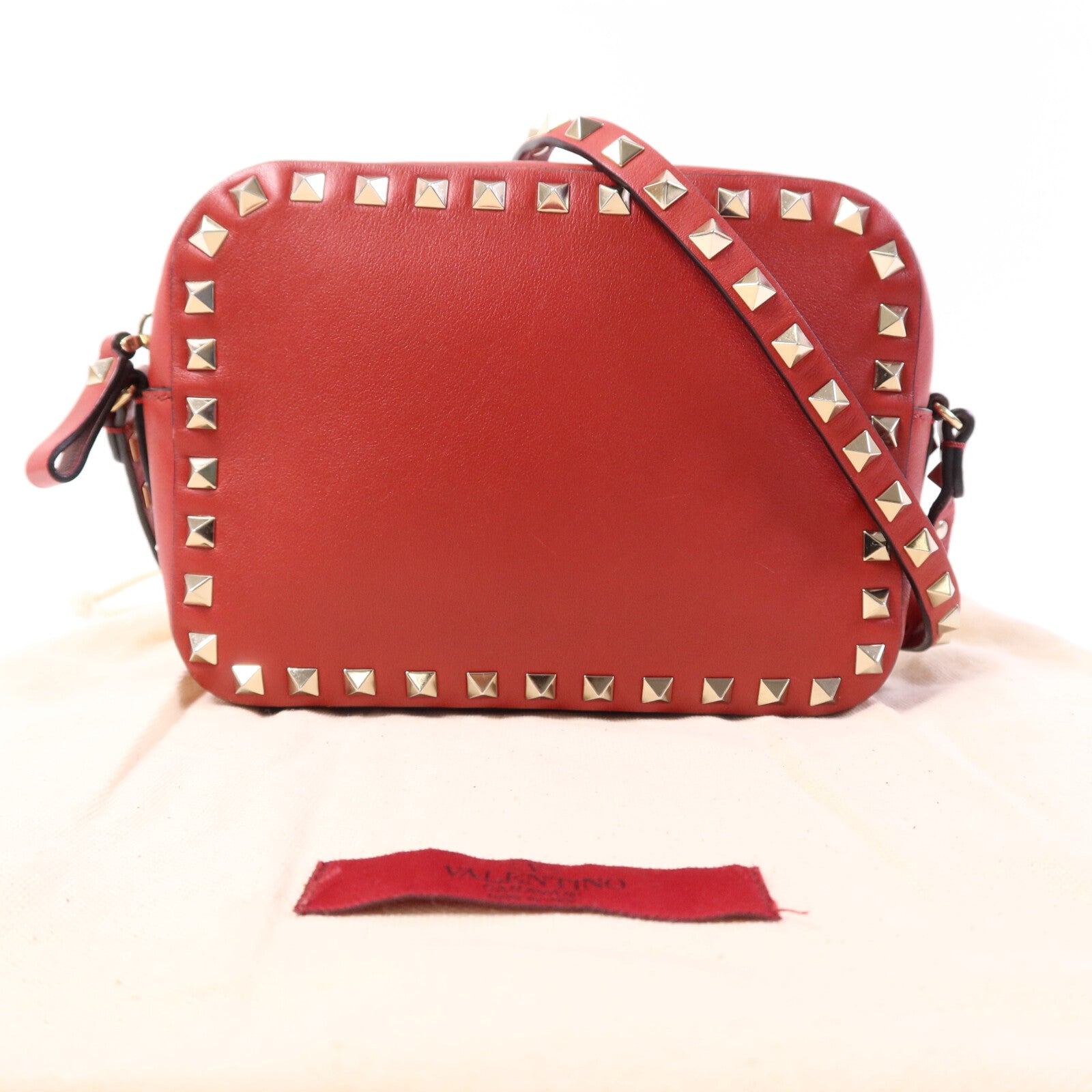 Valentino 牛皮皮革Garavani Rockstud Crossbody Bag金扣肩背袋