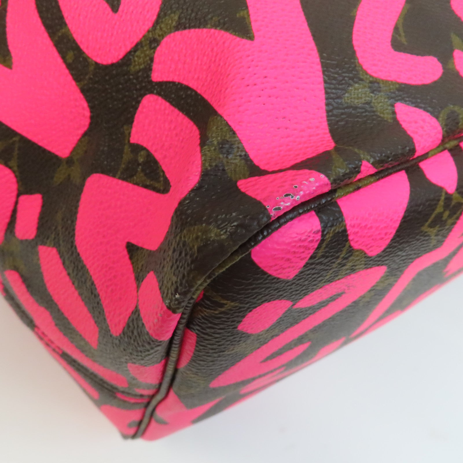 LOUIS VUITTON Monogram Graffiti Neverfull GM金扣手挽袋粉紅色/啡色