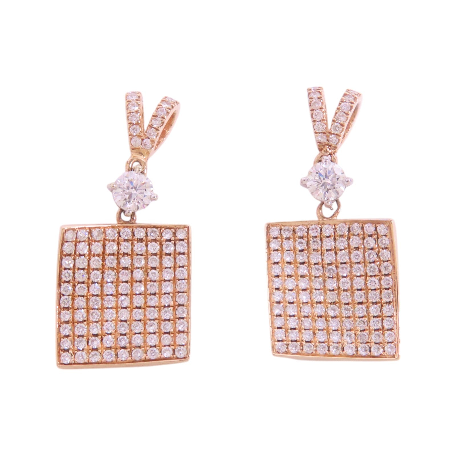 JEWELRY 18K玫瑰金/白金Diamond Pendant Top Set鑽石一對吊吊墜頭扣