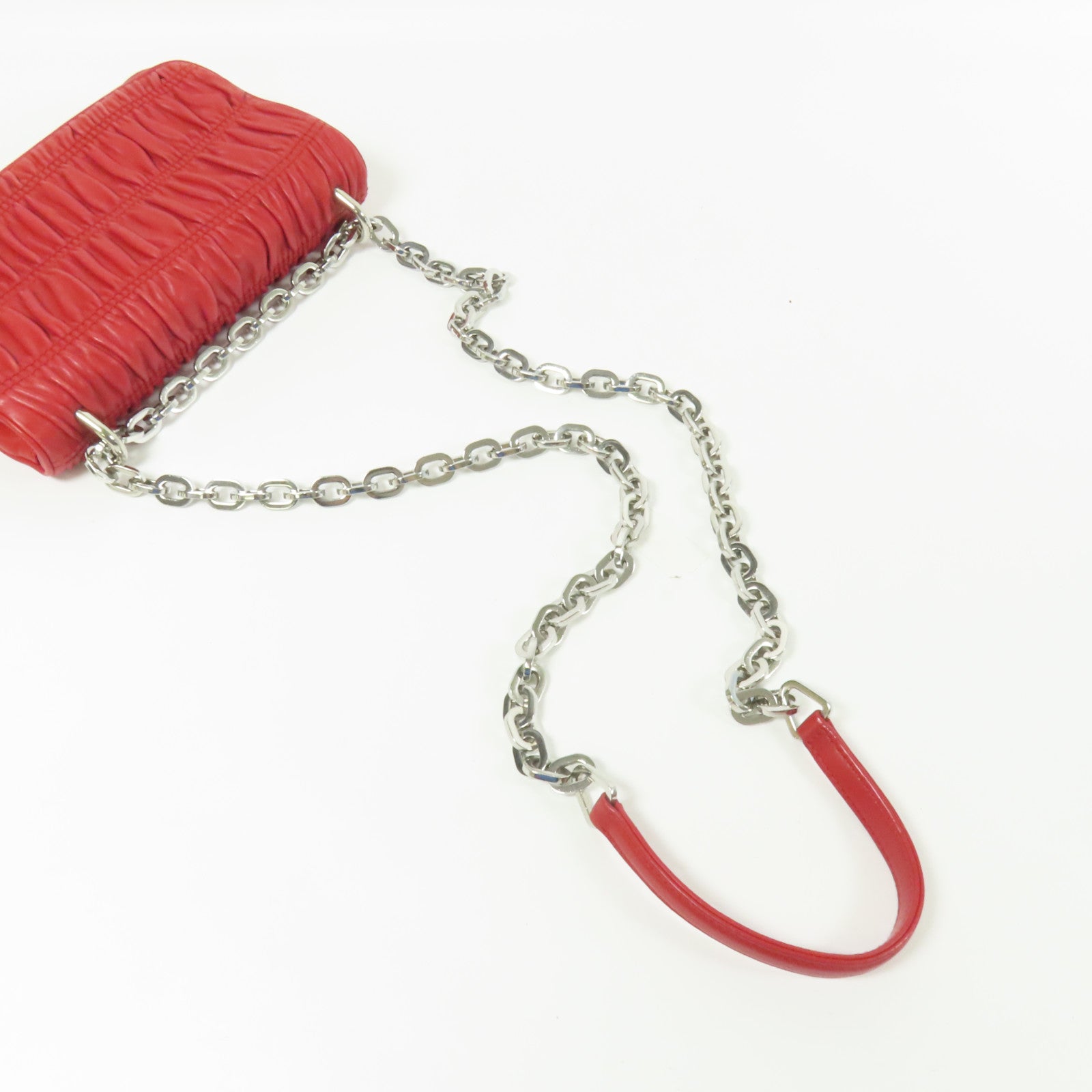 PRADA 羊皮皮革Chain Shoulder銀扣肩背袋