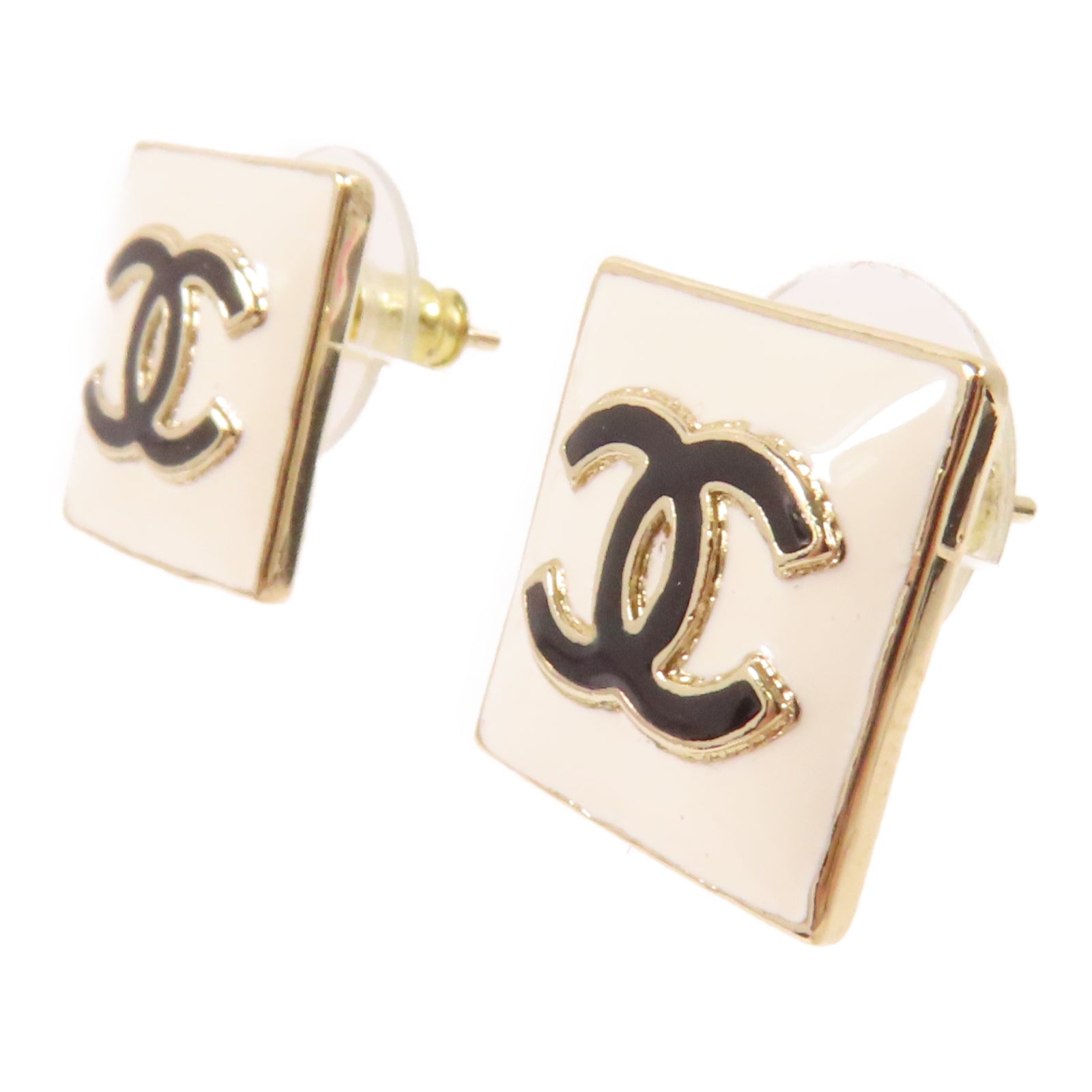 CHANEL 金屬Earrings耳環黑色/白色