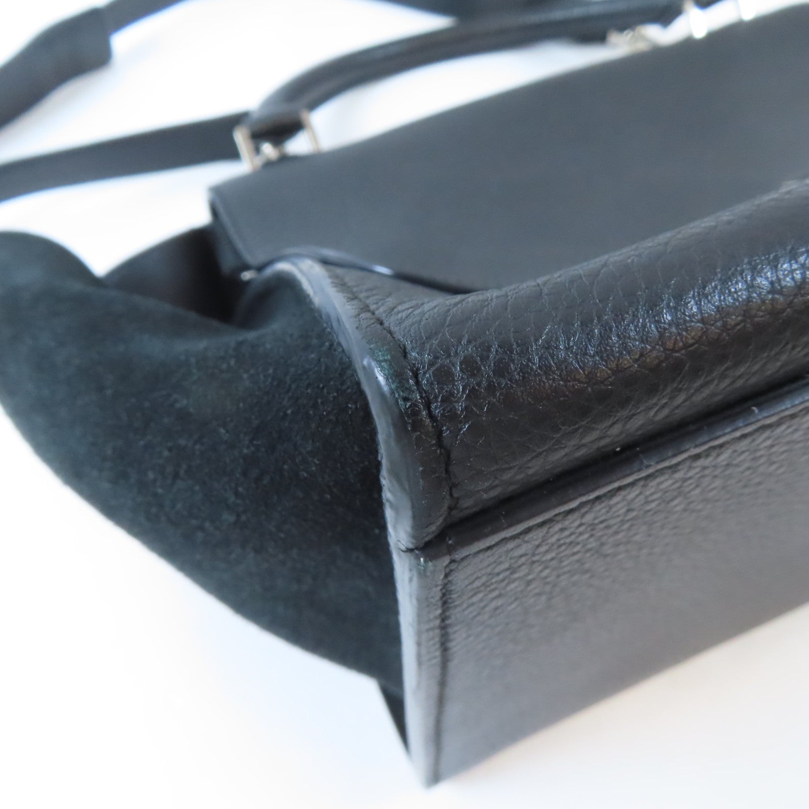 CELINE 牛皮皮革Trapeze Shoulder Bag銀扣肩背袋黑色