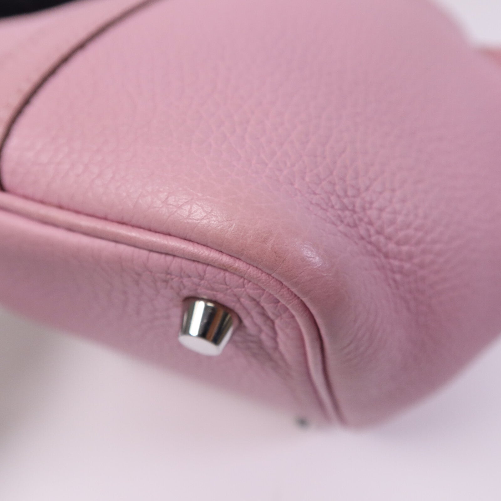 HERMES Clemence皮革Picotin PM銀扣手挽袋Mauve Sylvestre