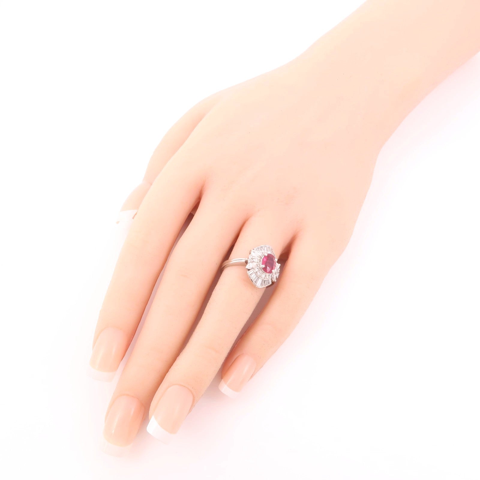 JEWELRY PT900鉑金Ruby Ring紅寶石/鑽石戒指