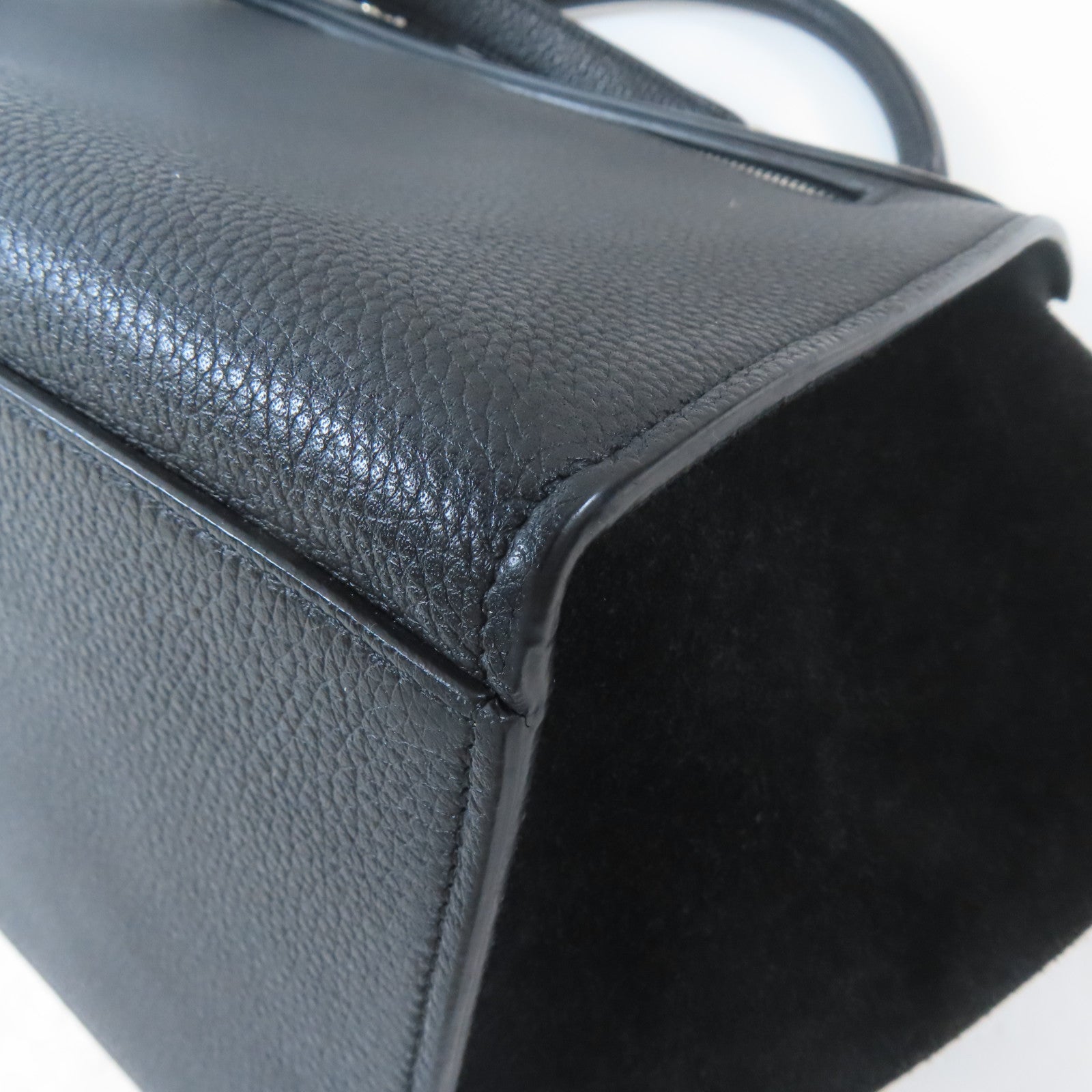 CELINE 牛皮皮革Trapeze Shoulder Bag銀扣肩背袋黑色