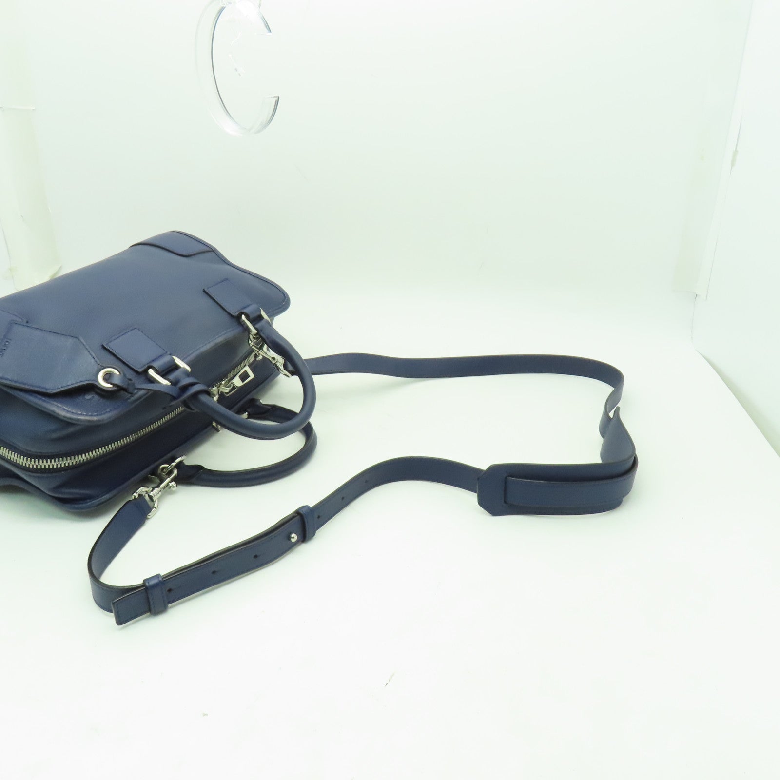 LOEWE 【激減優惠】牛皮皮革Amazona銀扣手挽肩背兩用袋藍色