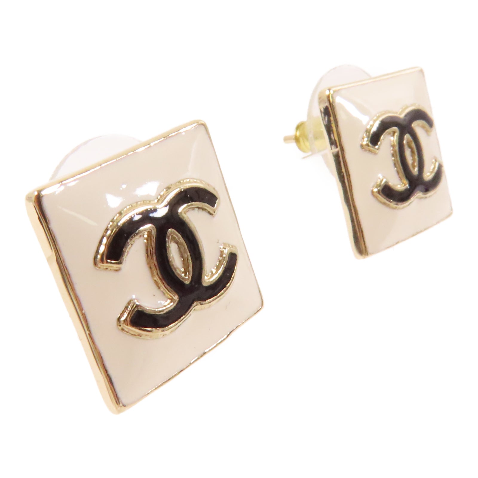 CHANEL 金屬Earrings耳環黑色/白色