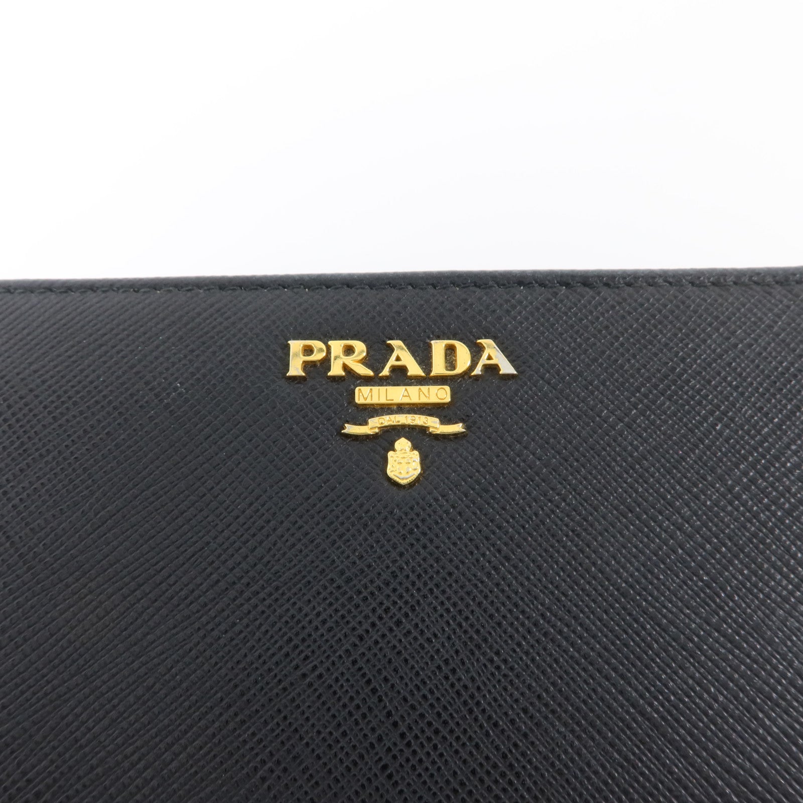 PRADA Saffiano皮革Bifold Wallet金扣錢包
