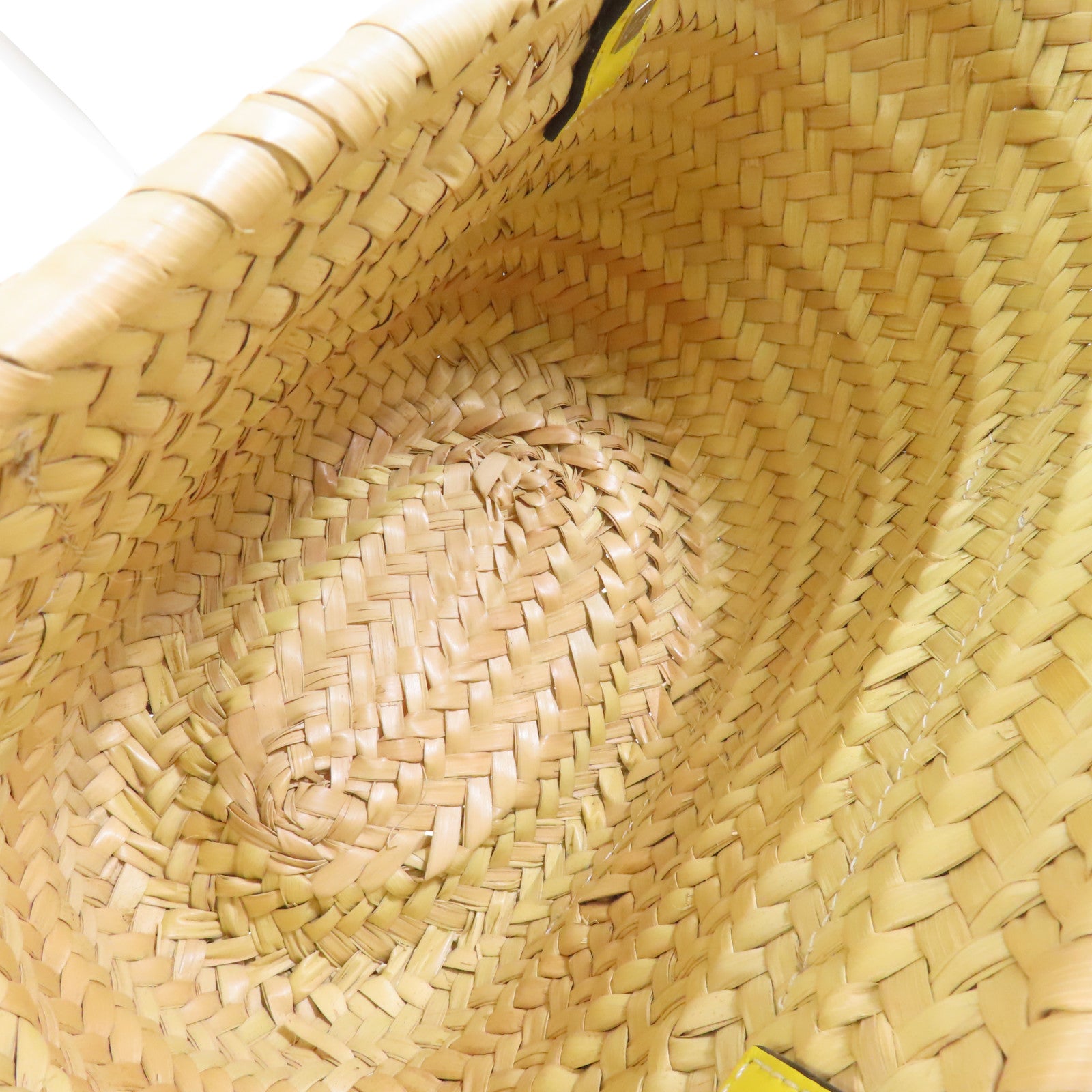 LOEWE 【激減優惠】Raffia Basket Bag銀扣手挽袋米色/黃色