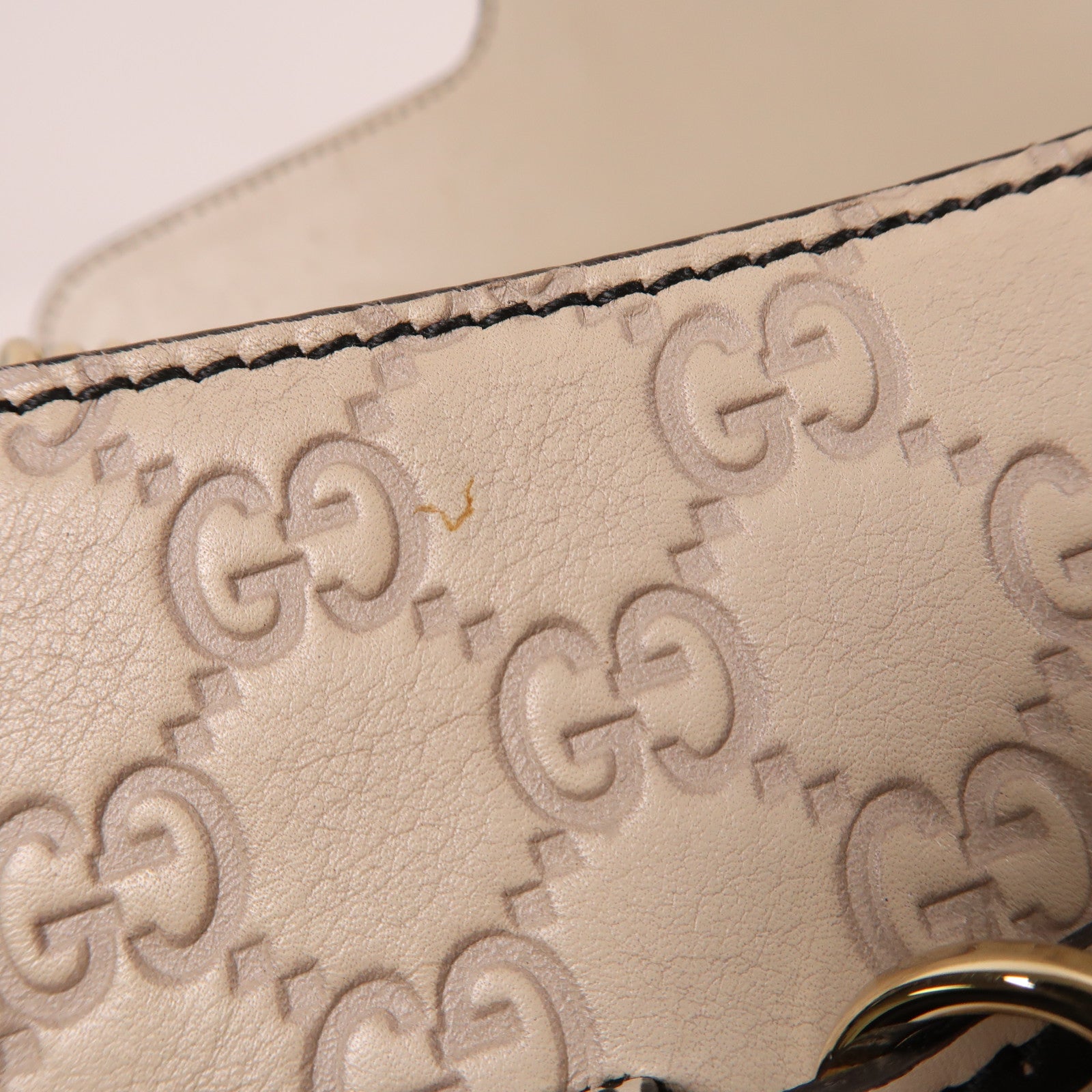 GUCCI 皮革Chain Shoulder金扣鏈帶肩背袋