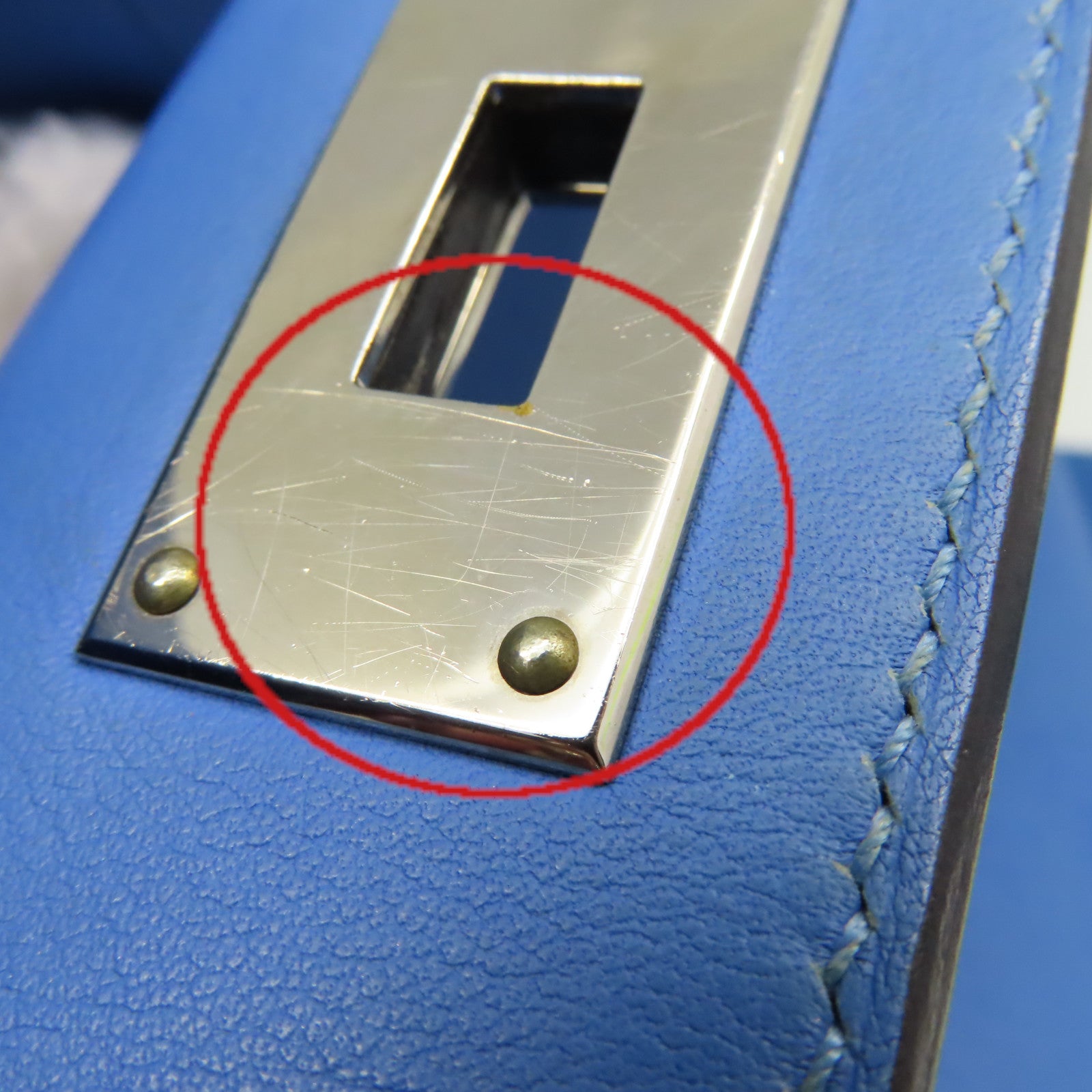 HERMES **【激減優惠】Swift皮革Toolbox 20 2Way Shoulder Bag銀扣手挽肩背兩用袋Bleu Hydra水妖藍色