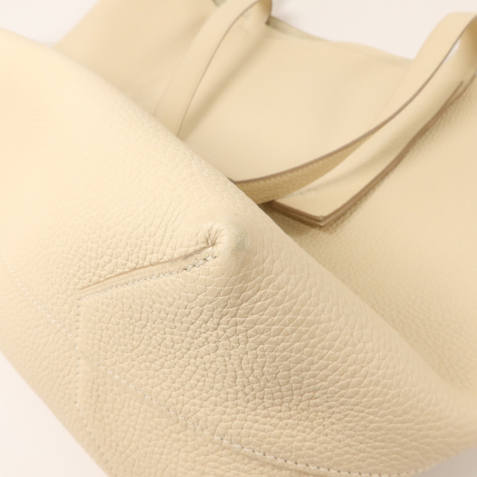 HERMES Clemence皮革Cabasellier 46手挽袋Craie