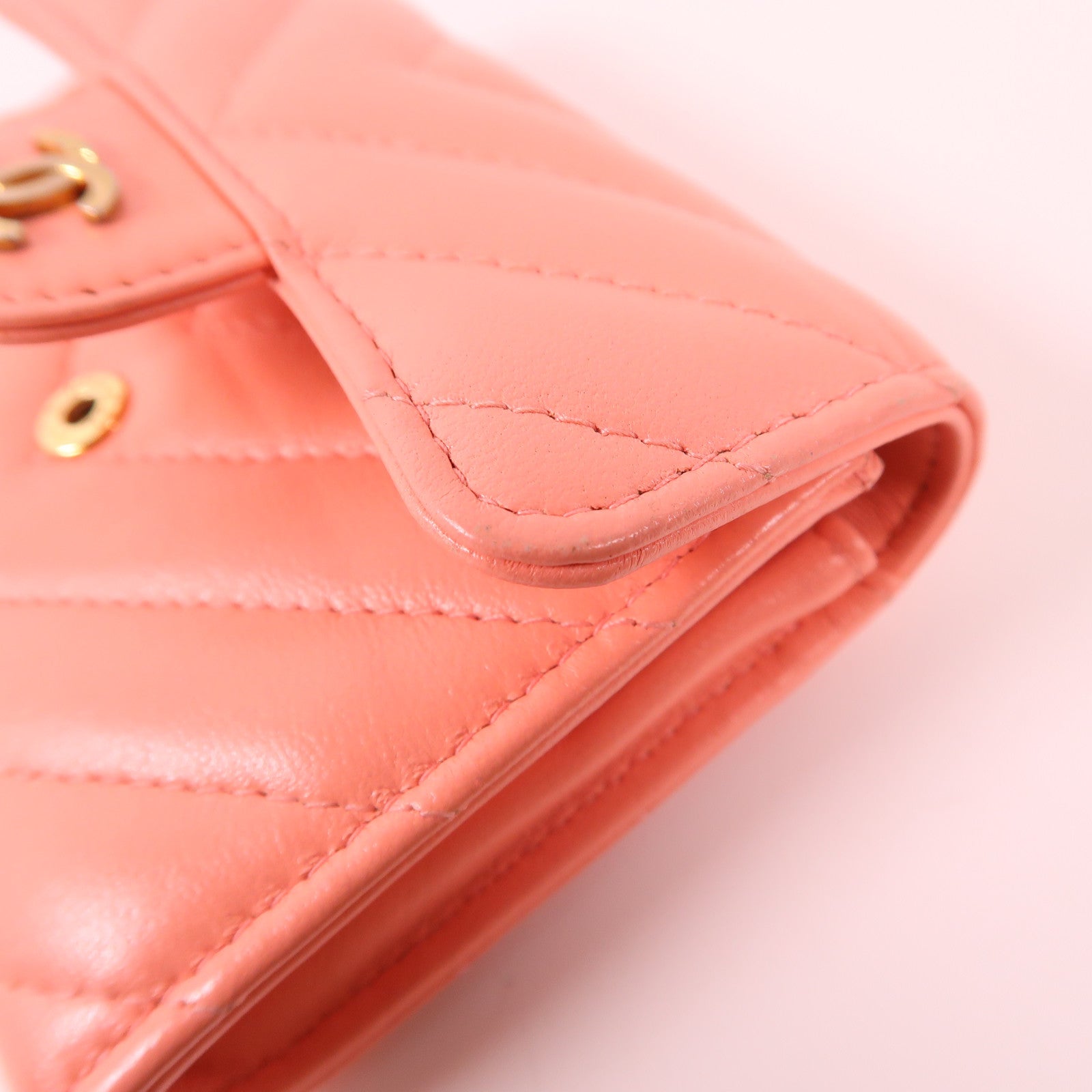 CHANEL CC GHW Card Case Calfskin Leather Pink