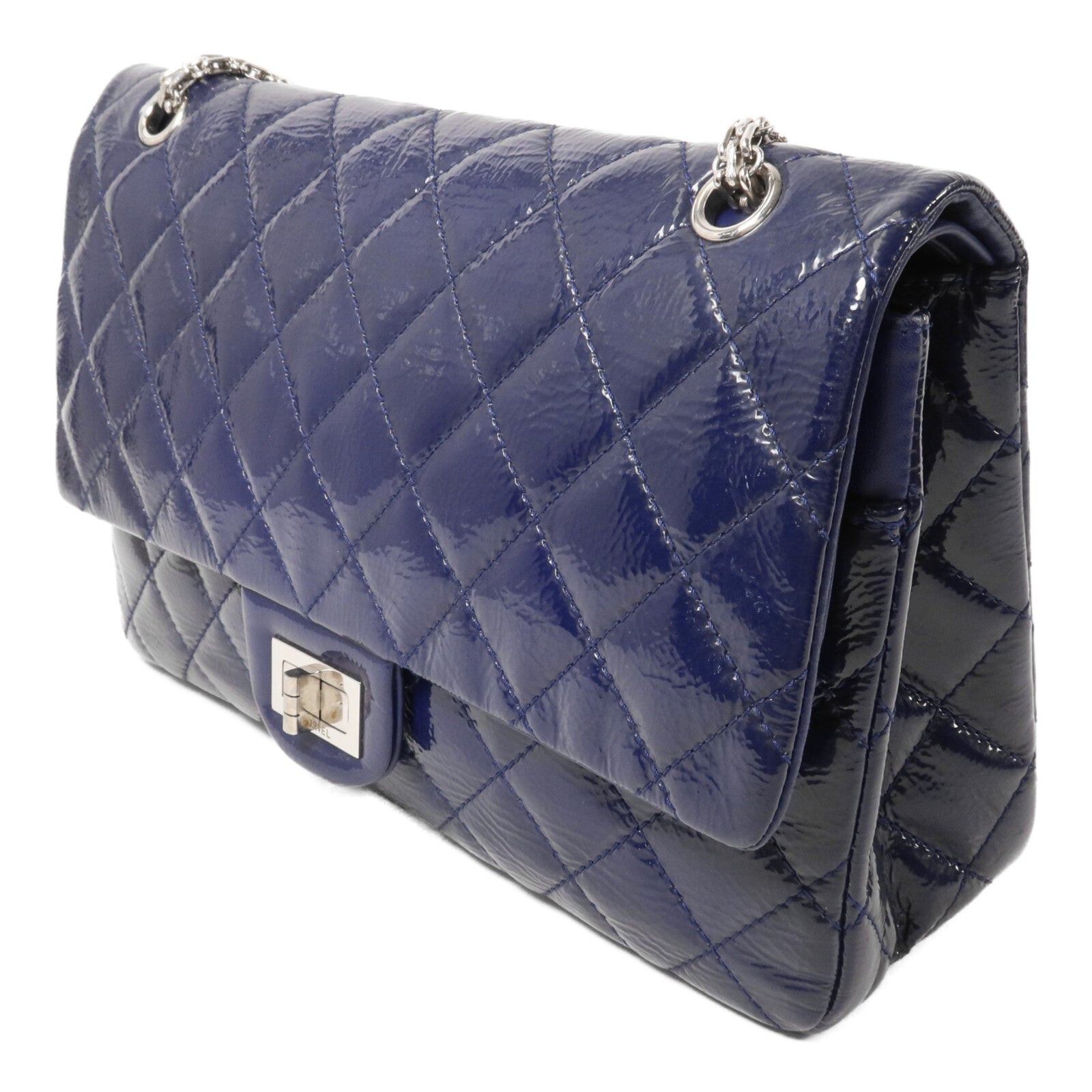 CHANEL 漆皮皮革Classic 2.55 Large鏈帶肩背袋