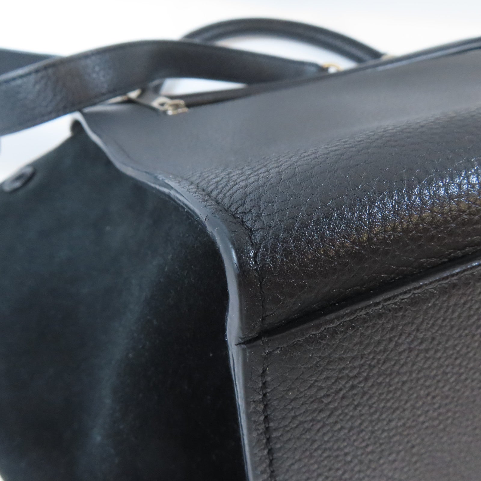 CELINE 牛皮皮革Trapeze Shoulder Bag銀扣肩背袋黑色