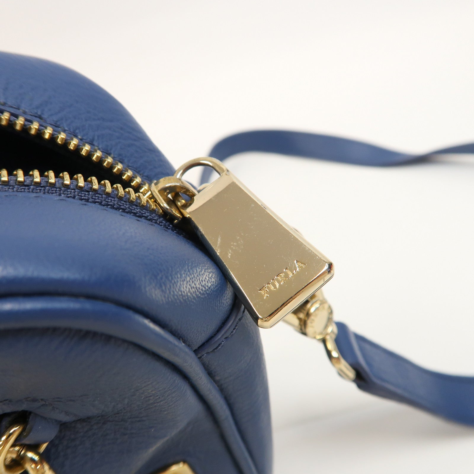Furla 【激減優惠】牛皮皮革Shoulder Bag金扣肩背袋藍色