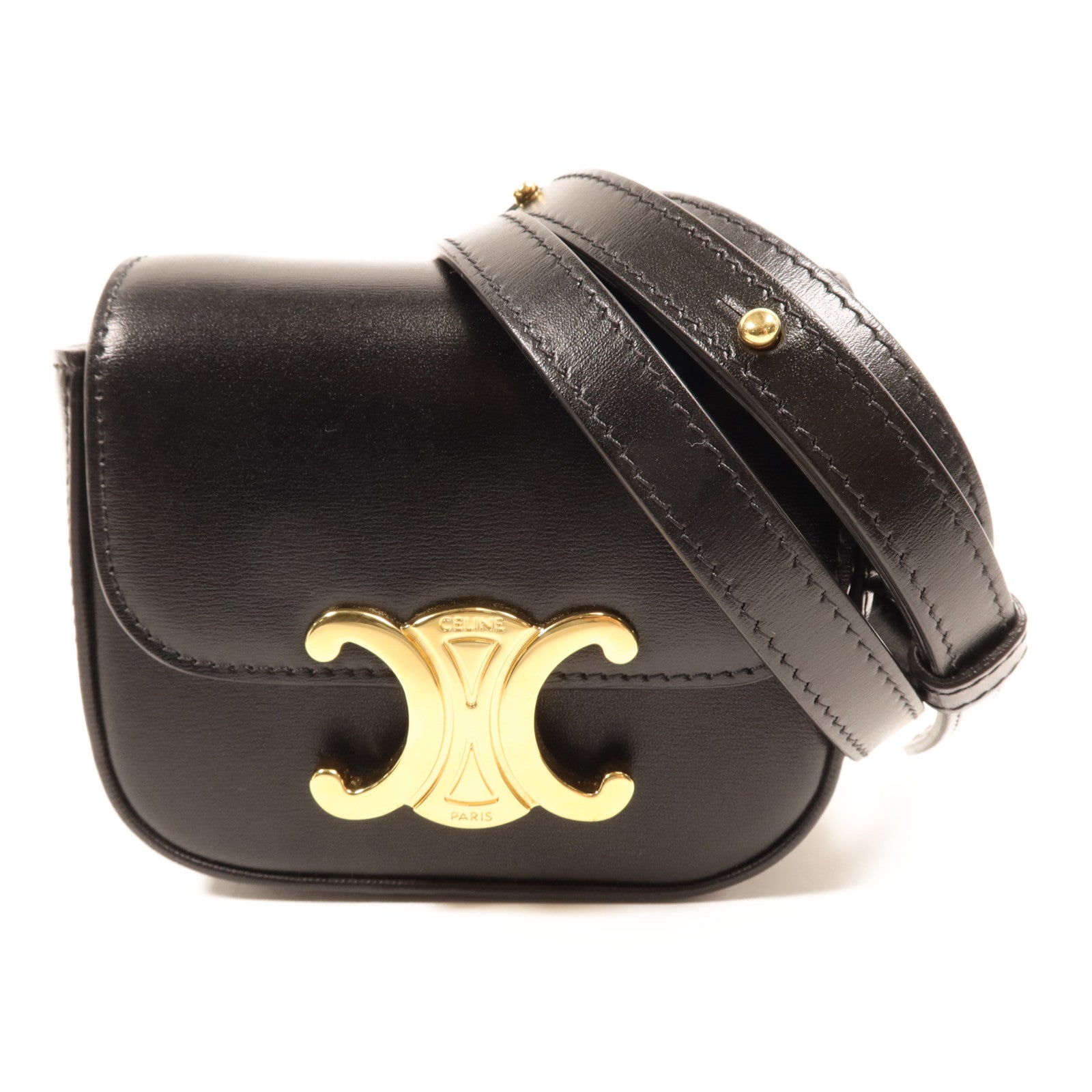CELINE 牛皮皮革Mini Claude金扣肩背袋