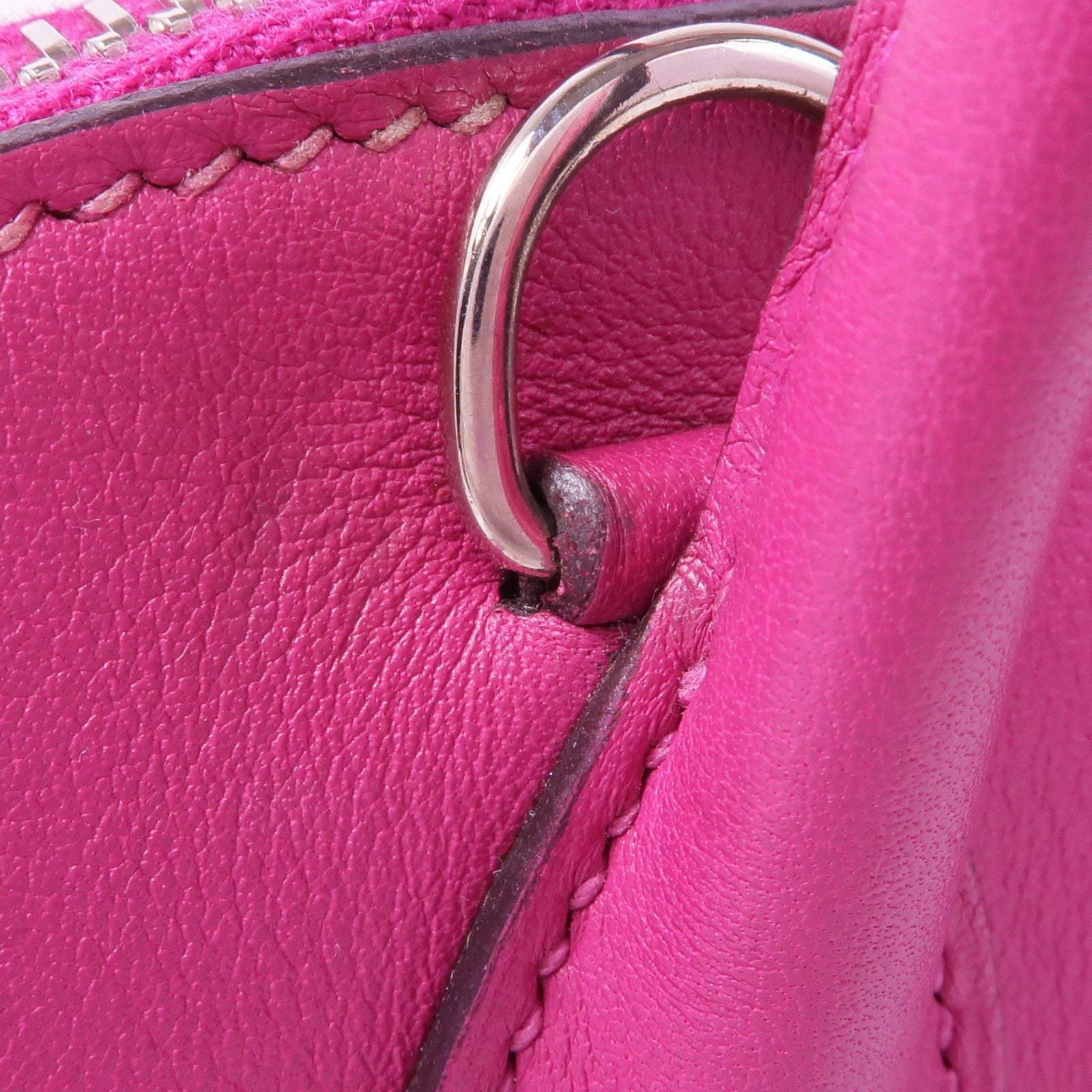 HERMES Swift皮革Bolide 27銀扣手挽肩背兩用袋Rose Purple