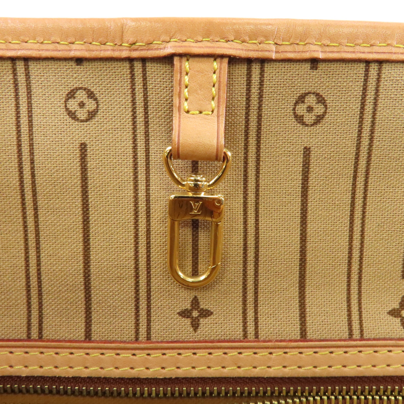 LOUIS VUITTON Monogram Neverfull MM金扣手挽袋啡色