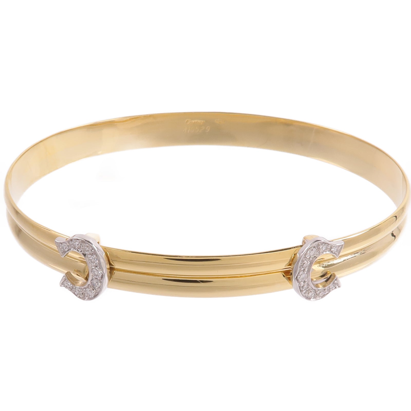 CARTIER 18K黃金/白金Vintabe Doube C Diamond Bracelet鑽石手鐲