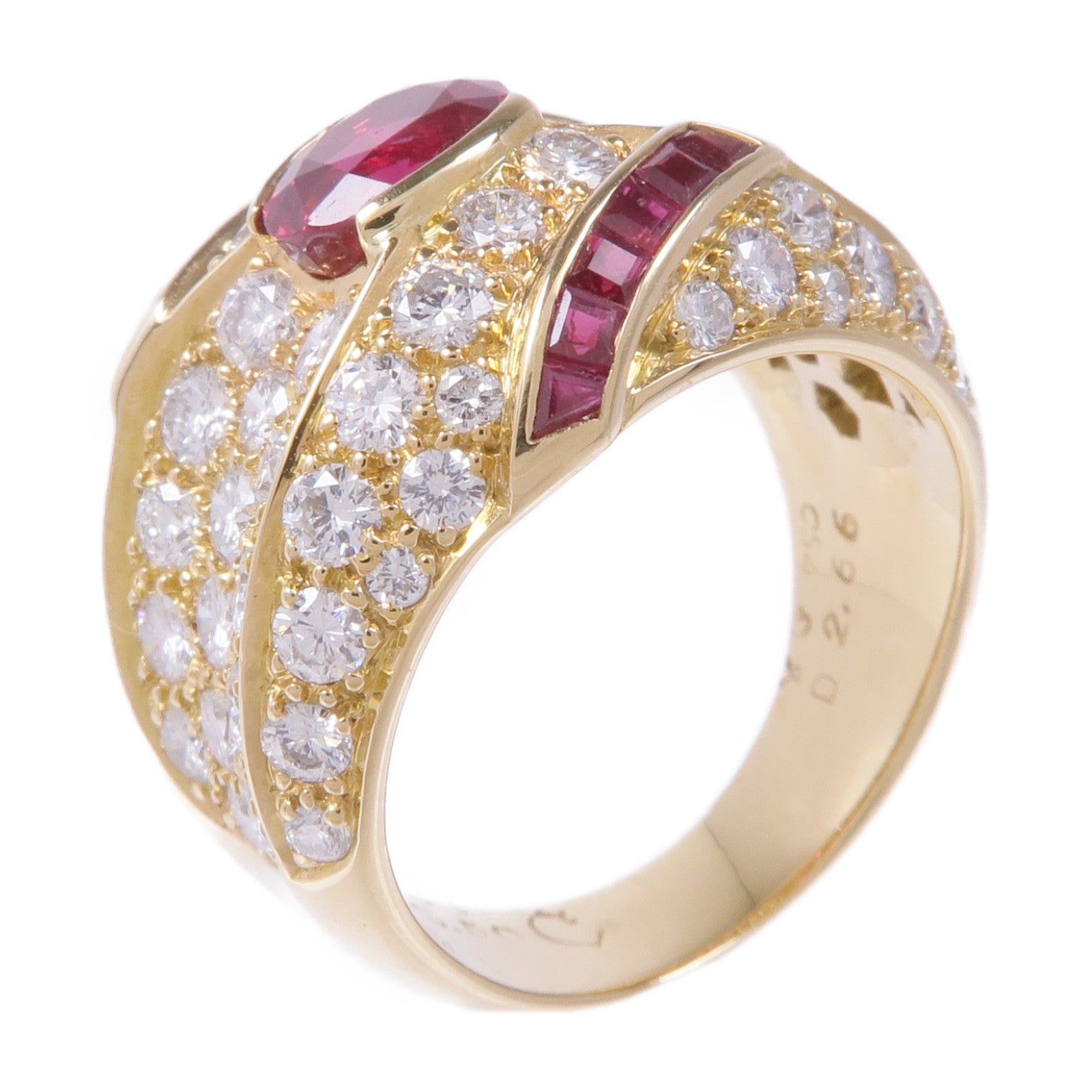 JEWELRY 【激減優惠】18K黃金Ruby Diamond Ring紅寶石/鑽石戒指US#6.25