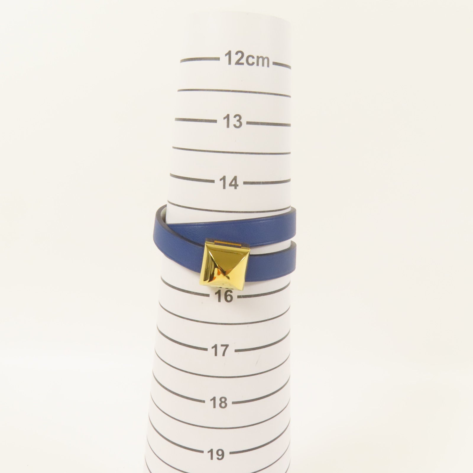 HERMES Swift皮革Medor Infini Double Tour Bracelet金扣手鐲Blue