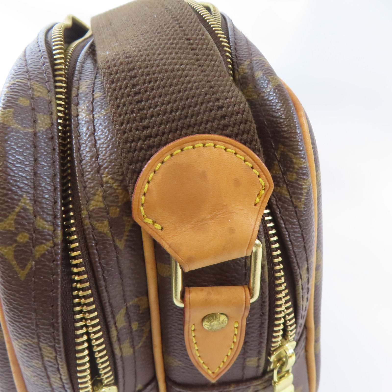 LOUIS VUITTON Monogram Reporter PM金扣肩背袋啡色