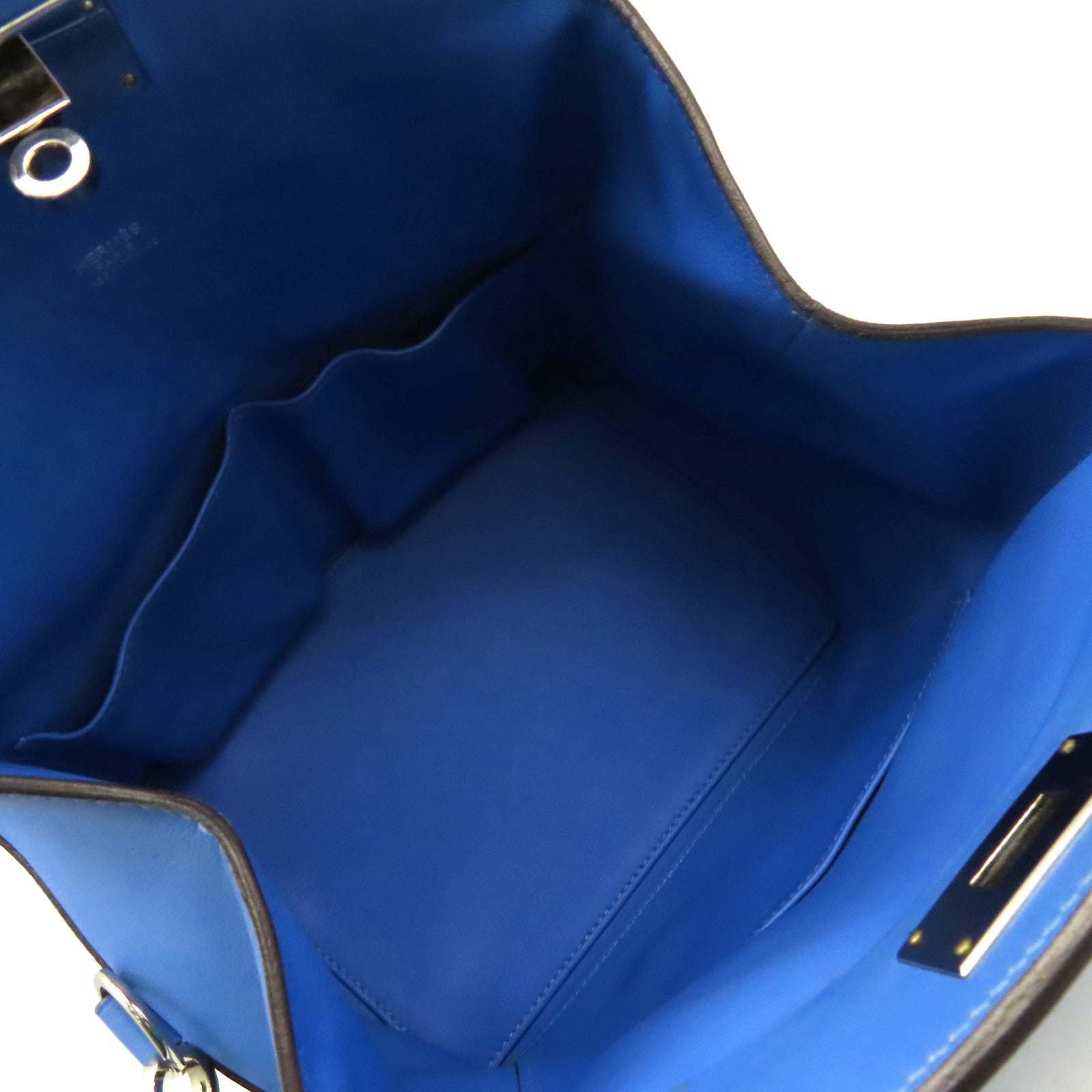 HERMES **【激減優惠】Swift皮革Toolbox 20 2Way Shoulder Bag銀扣手挽肩背兩用袋Bleu Hydra水妖藍色