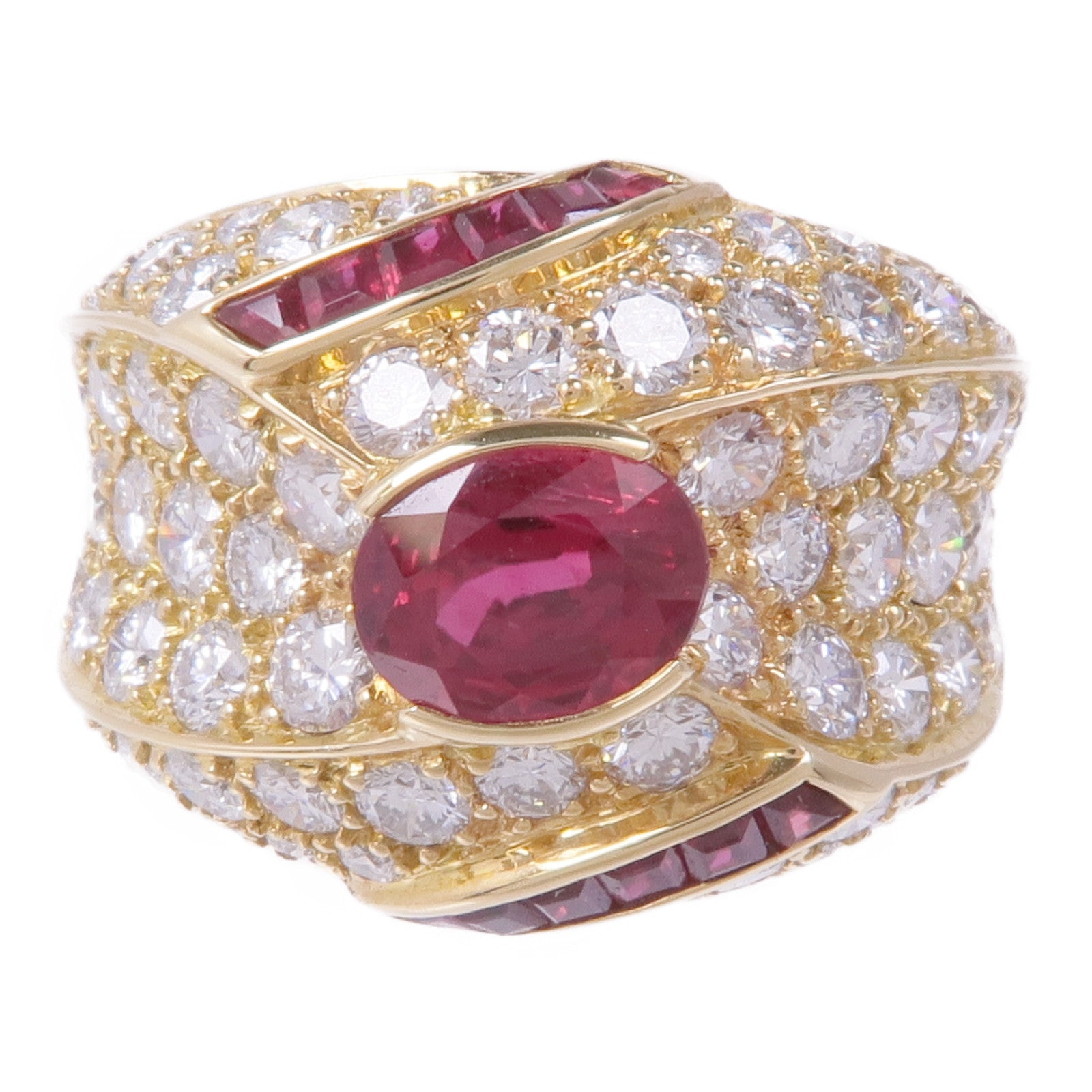 JEWELRY 【激減優惠】18K黃金Ruby Diamond Ring紅寶石/鑽石戒指US#6.25