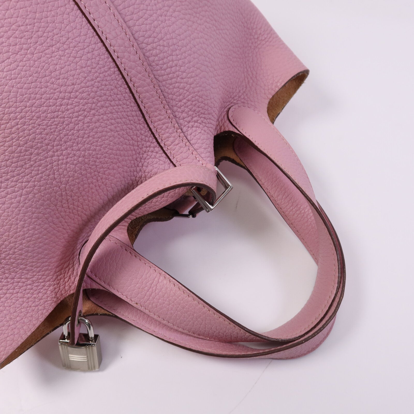 HERMES Clemence皮革Picotin PM銀扣手挽袋Mauve Sylvestre